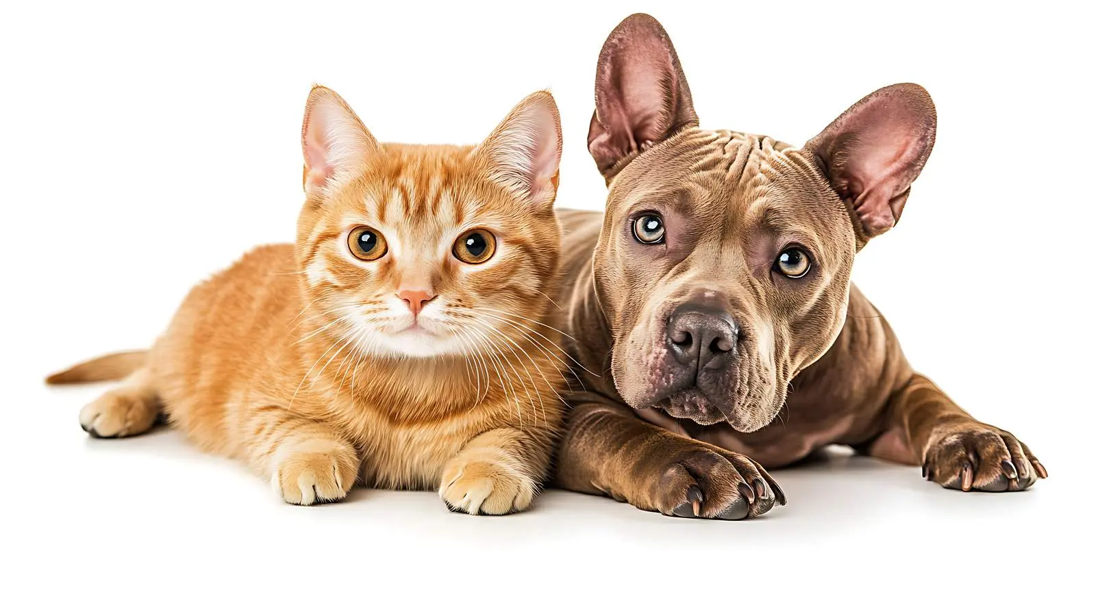 Scottish Straight Cat with Pit Bull Puppy — free download from Dotvec