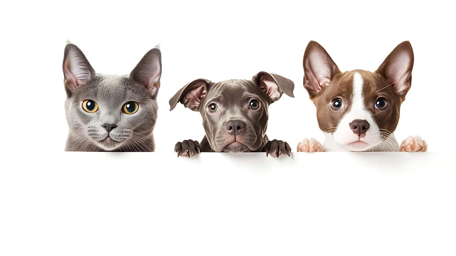 Scottish Straight Cat and Puppy Peeking Together — free download from Dotvec