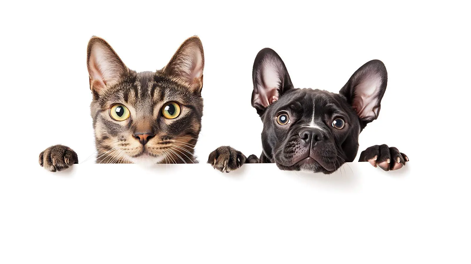 Scottish Straight Cat and Pit Bull Puppy Playful Peek — free download from Dotvec