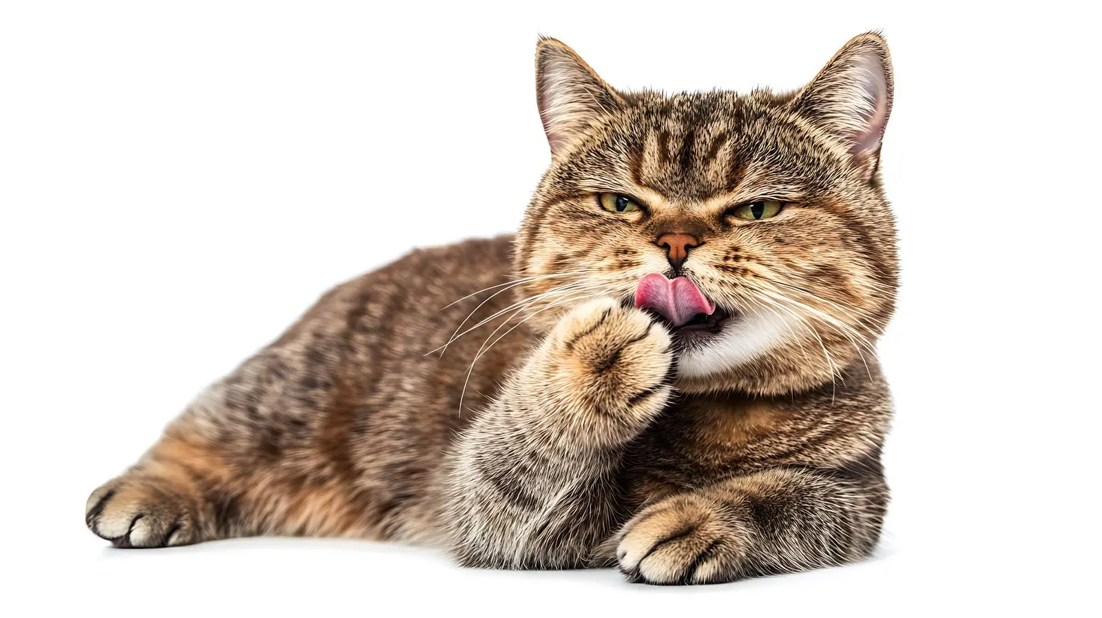 Scottish Straight Cat Licking Its Paw – free paws image from Dotvec