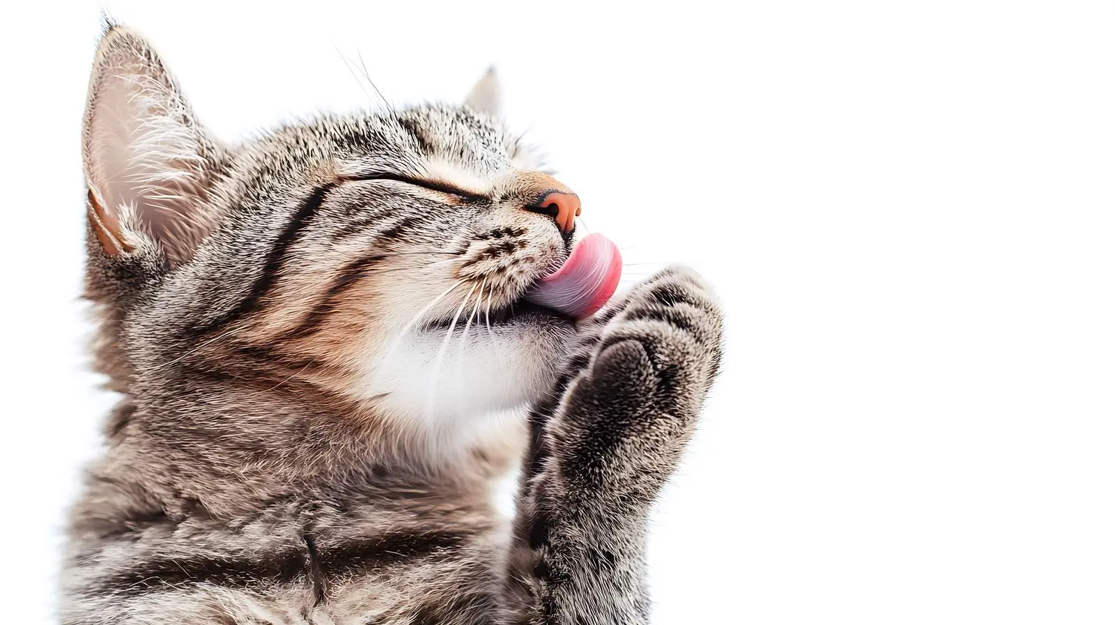 Scottish Straight Cat Licking Its Paw – free paws image from Dotvec