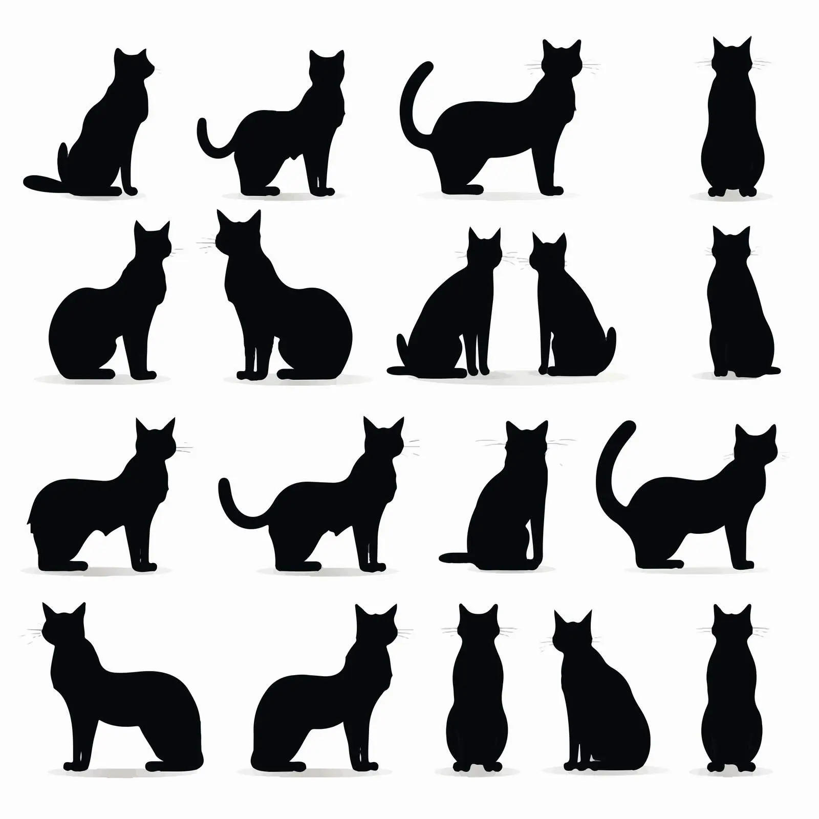 Cartoon Cat Silhouettes Clip Art Set — free download from Dotvec