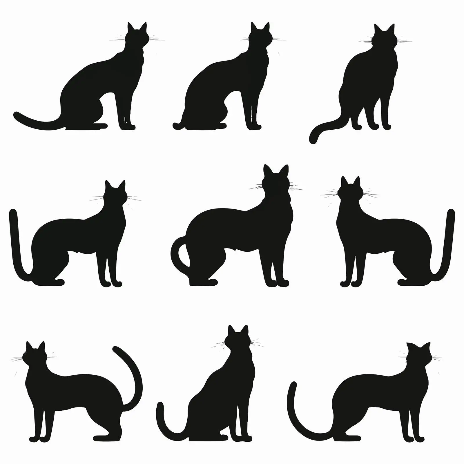Cartoon Cat Silhouettes Clip Art Set — free download from Dotvec