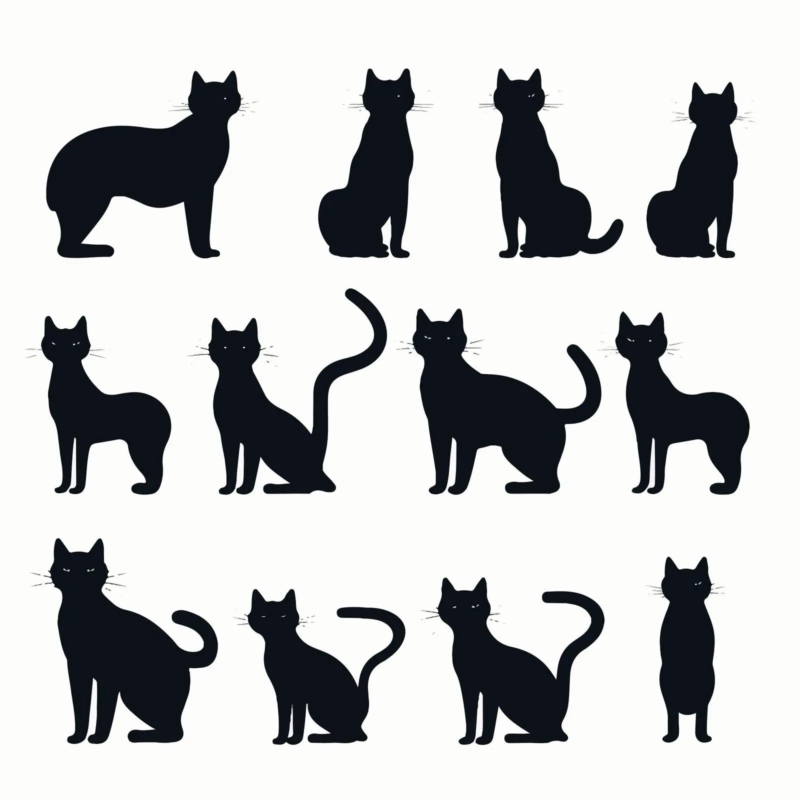 Cartoon Cat Silhouettes Clip Art Set — free download from Dotvec
