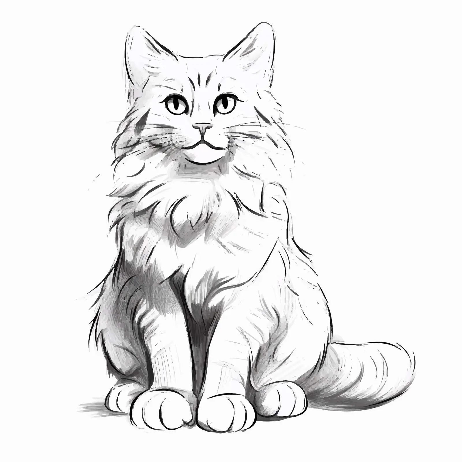 Cat Sketch Vector Illustration on White Background — free download from Dotvec