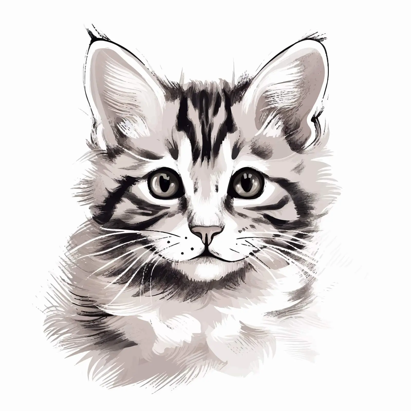 Cute Cat Sketch Vector Illustration on White Background — free download from Dotvec