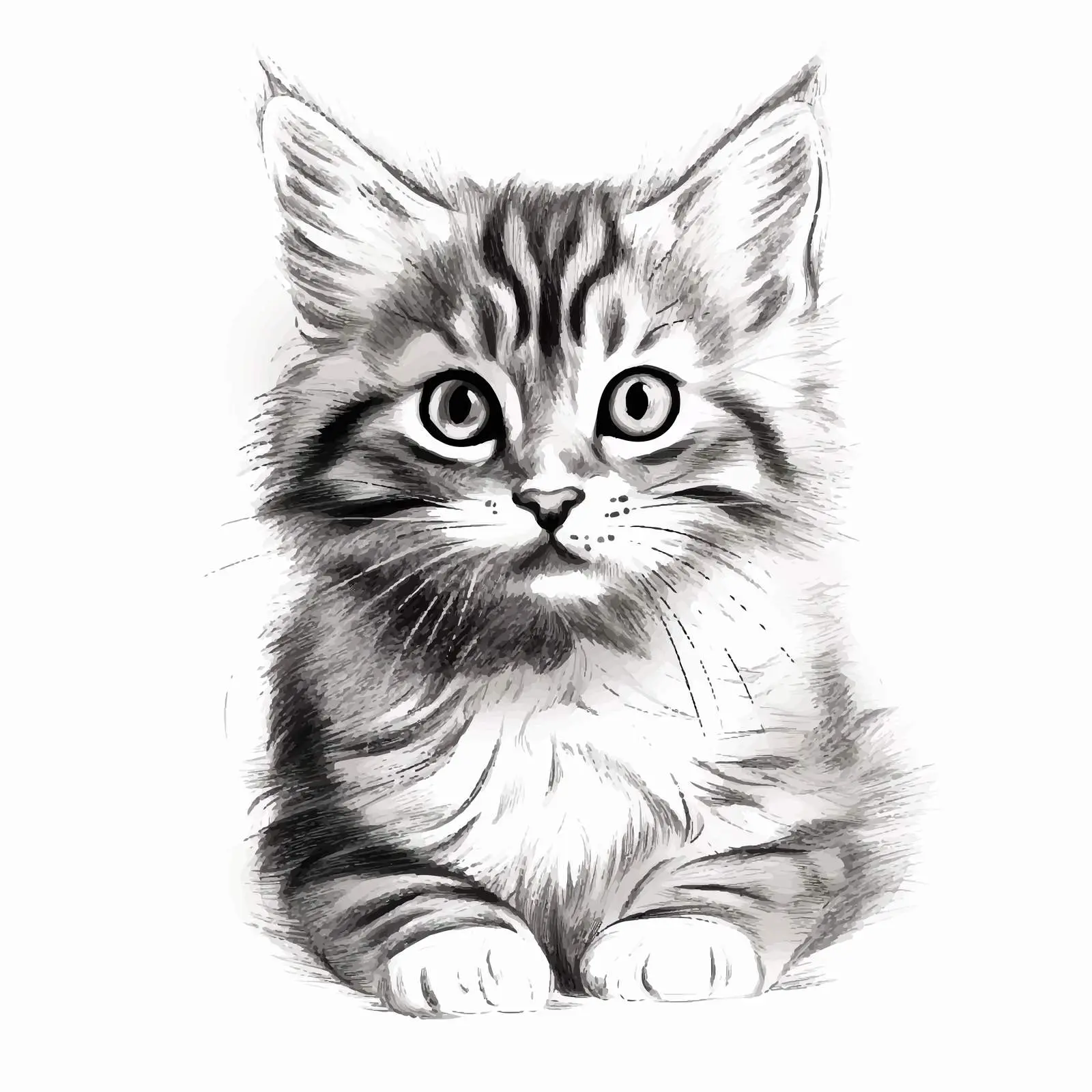 Cat Sketch Vector Illustration on White Background — free download from Dotvec