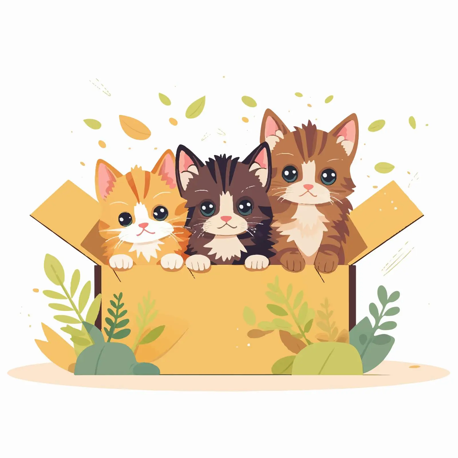 Kittens Feeding on Food Inside a Box — free download from Dotvec