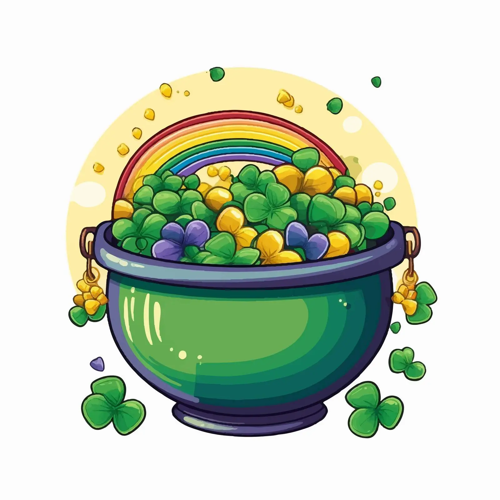Cauldron with Coins and Helium Balloons – free parade image from Dotvec