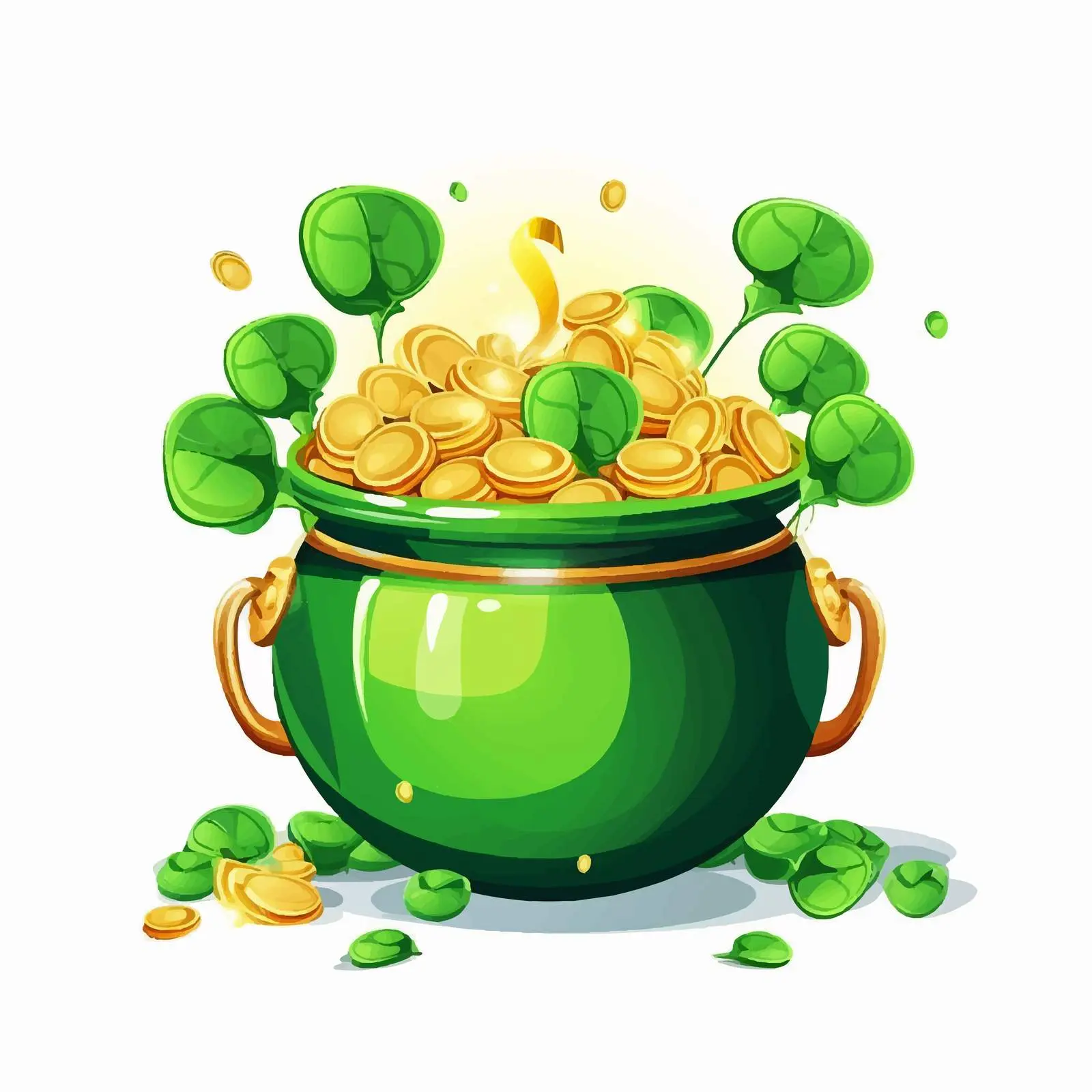 St. Patrick's Day Cauldron with Coins and Balloons — free download from Dotvec