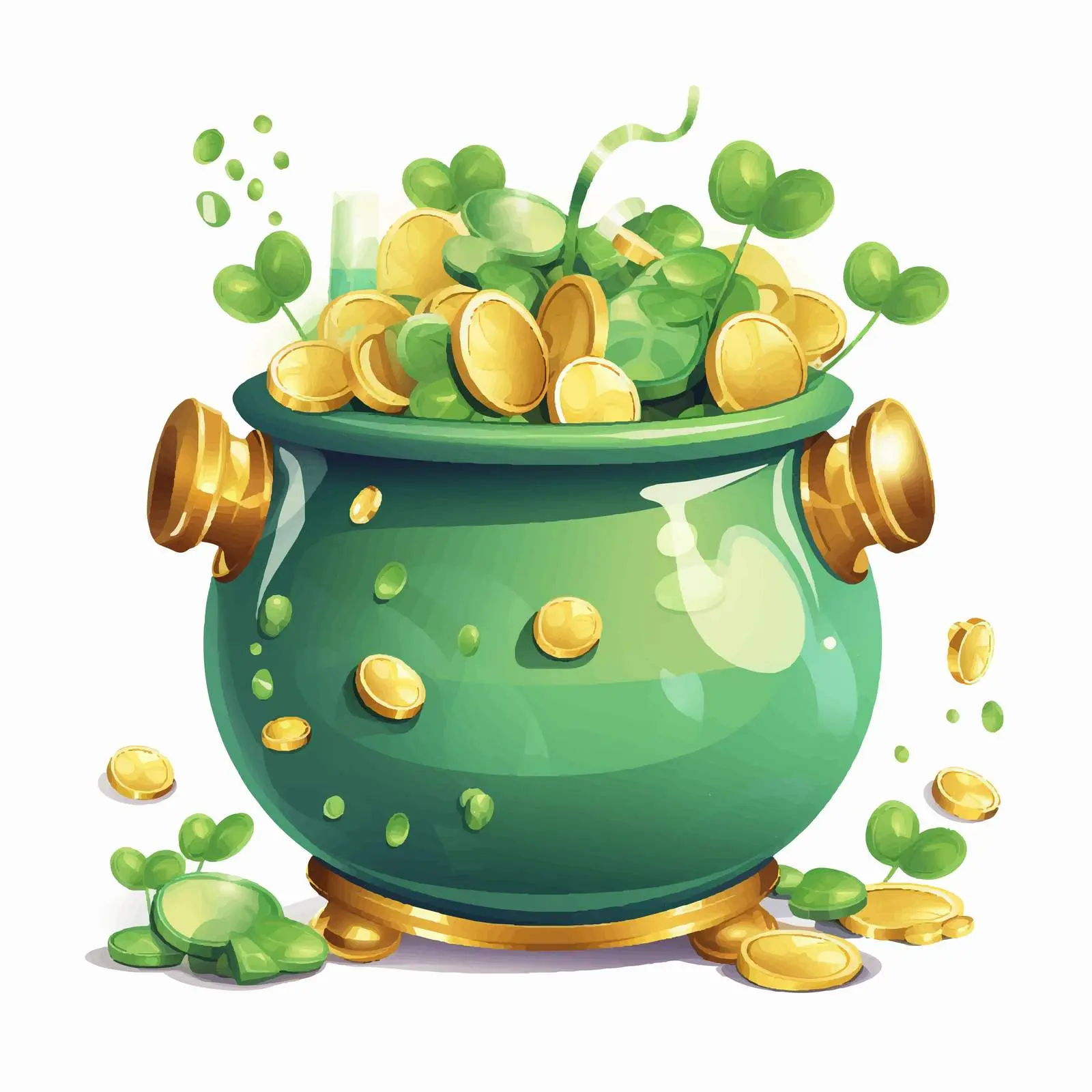 St. Patrick's Day Cauldron with Coins and Balloons — free download from Dotvec