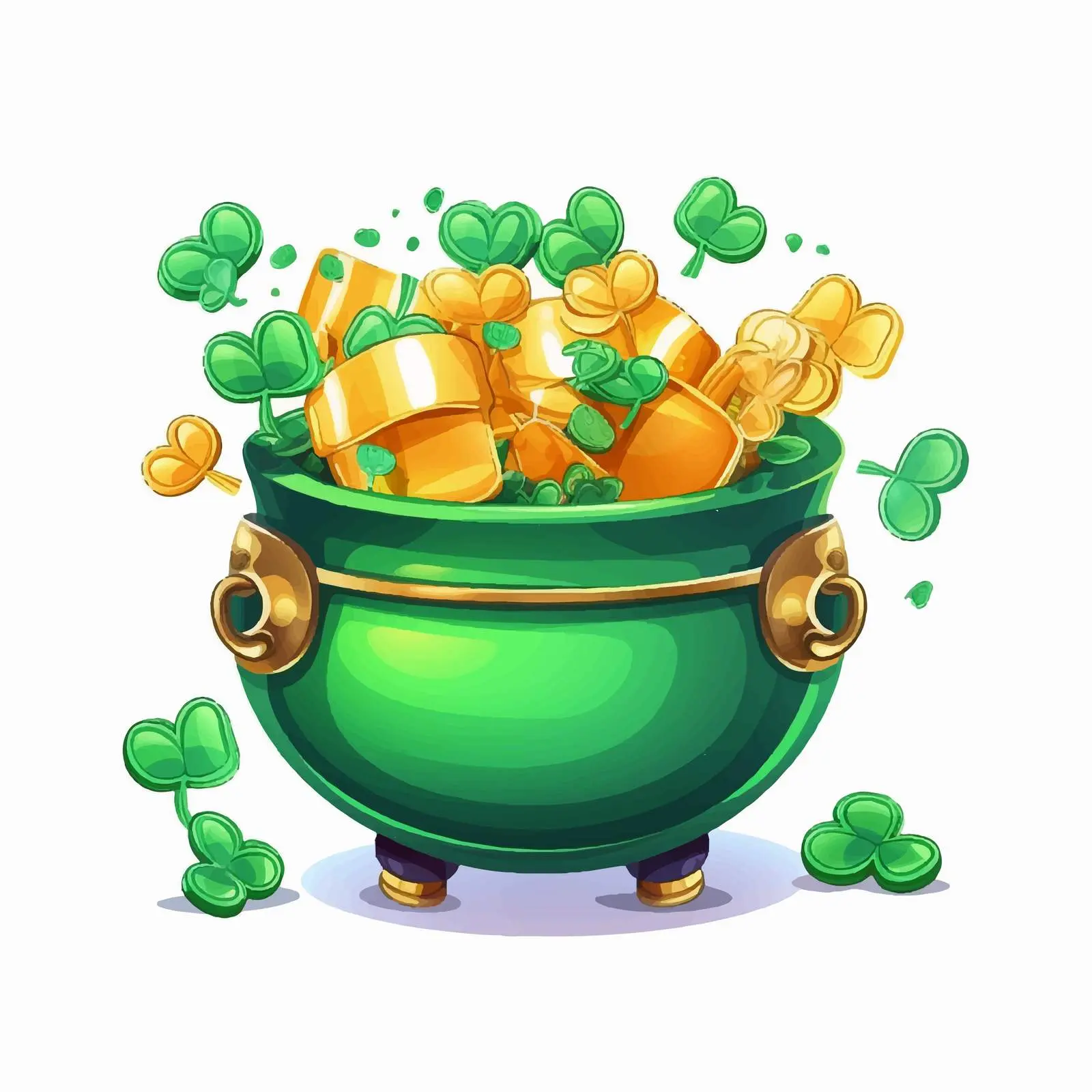 Festive Cauldron with Coins and Balloons — free download from Dotvec