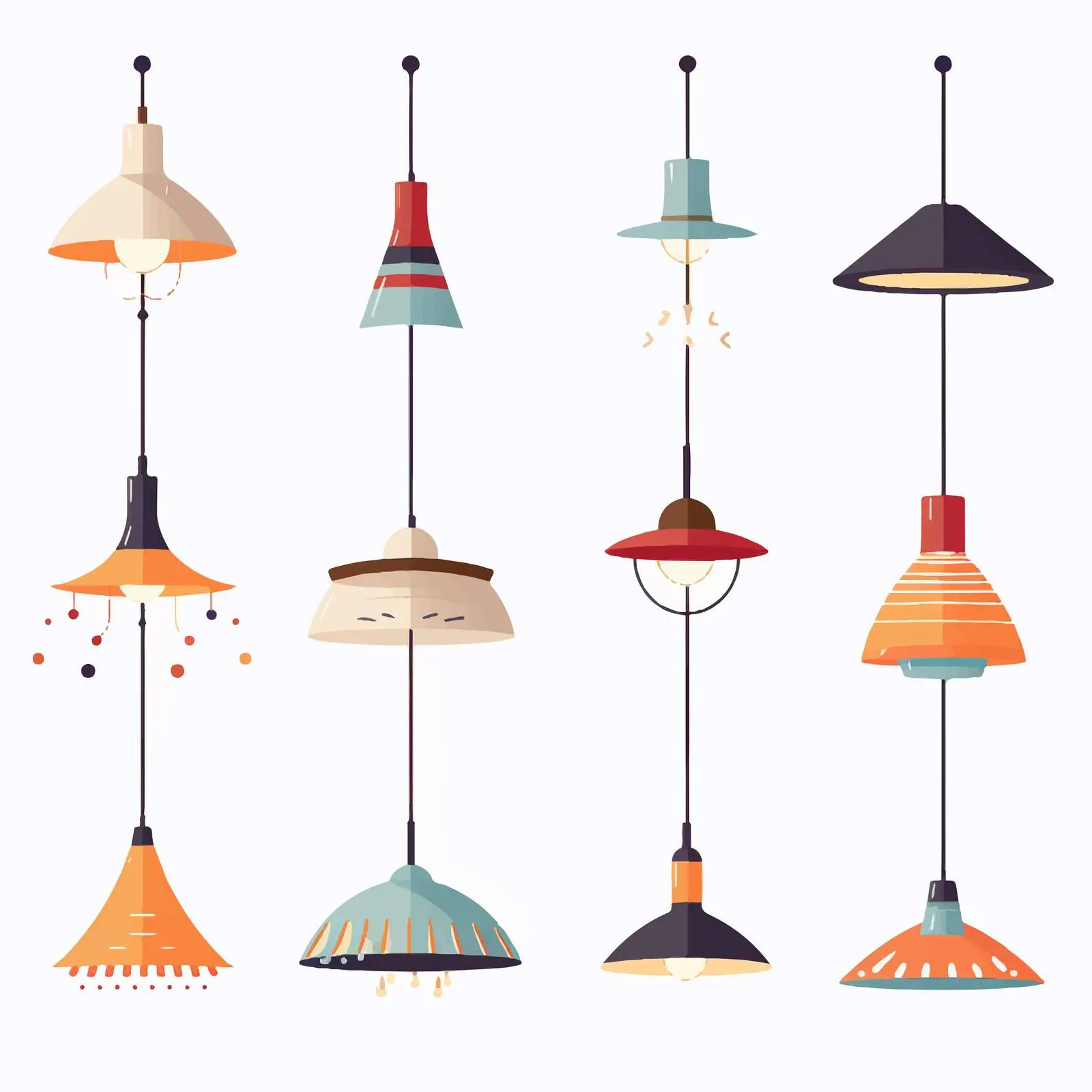 Stylish Ceiling Lamps and Chandeliers Set — free download from Dotvec