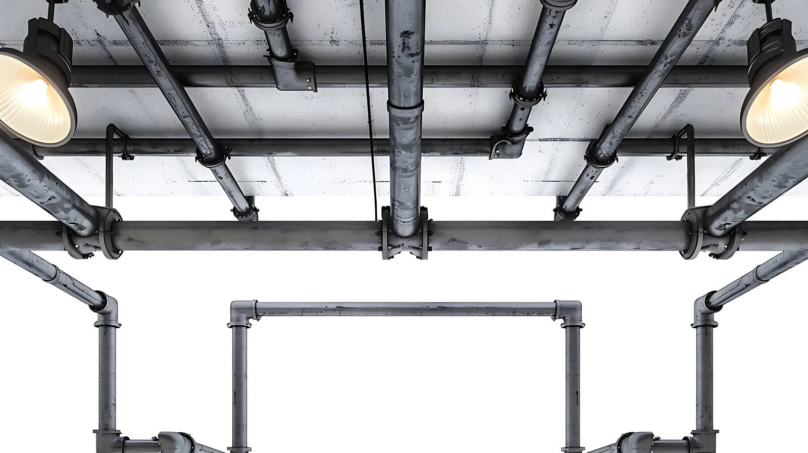 Industrial Ceiling with Pipes and Lights — free download from Dotvec