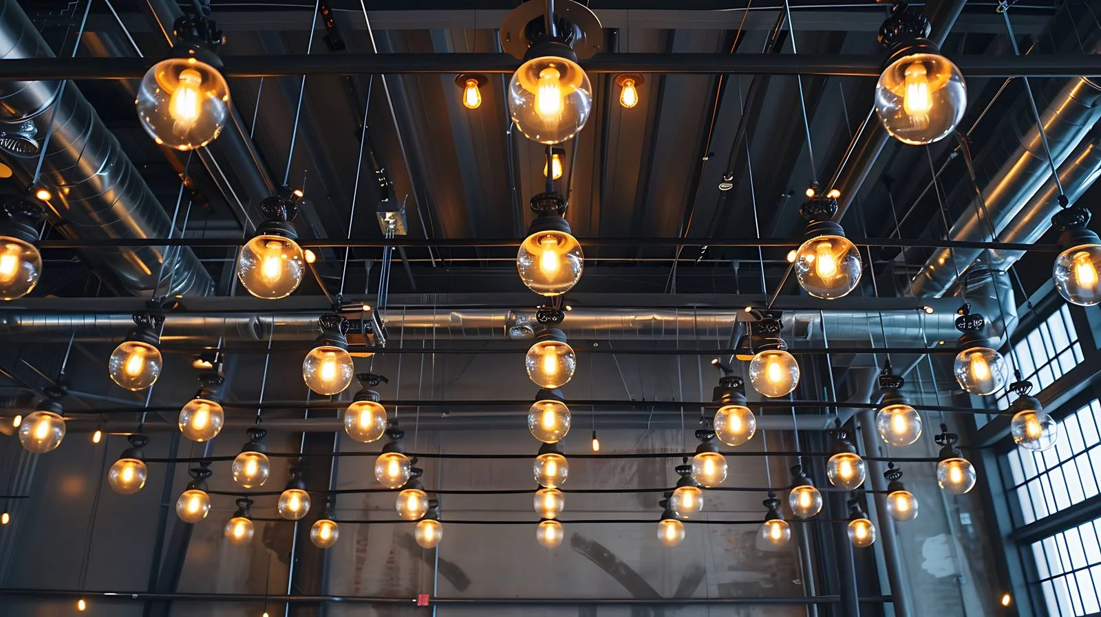 Elegantly adorned ceiling with industrial pipes — free download from Dotvec