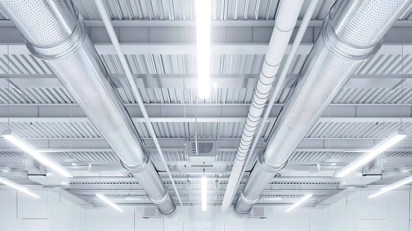 Industrial Ceiling with Ventilation Pipes and Lights — free download from Dotvec