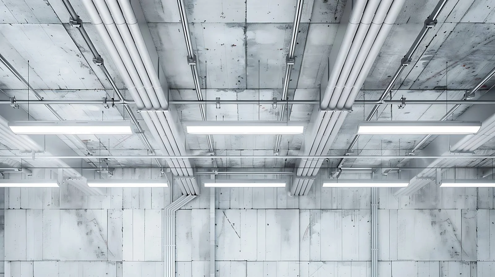 Industrial Ceiling with Ventilation Pipes and Lighting — free download from Dotvec