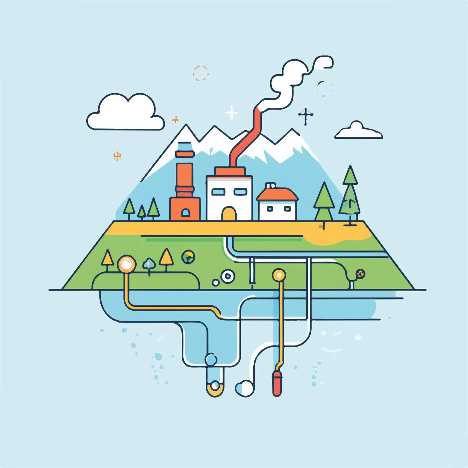 Central Geothermal Renewable Energy Vector Illustration — free download from Dotvec