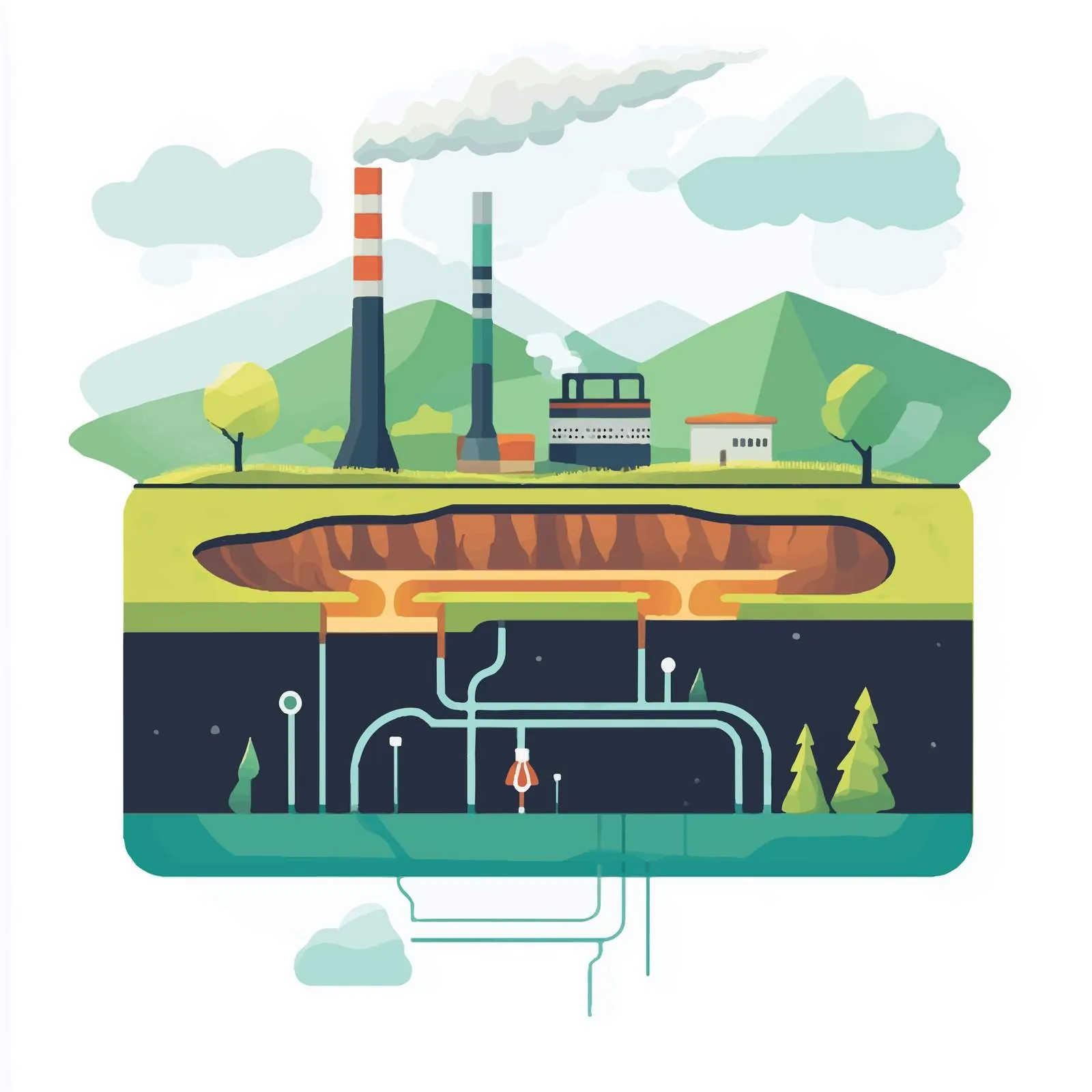 Central Geothermal Renewable Energy Vector Illustration — free download from Dotvec