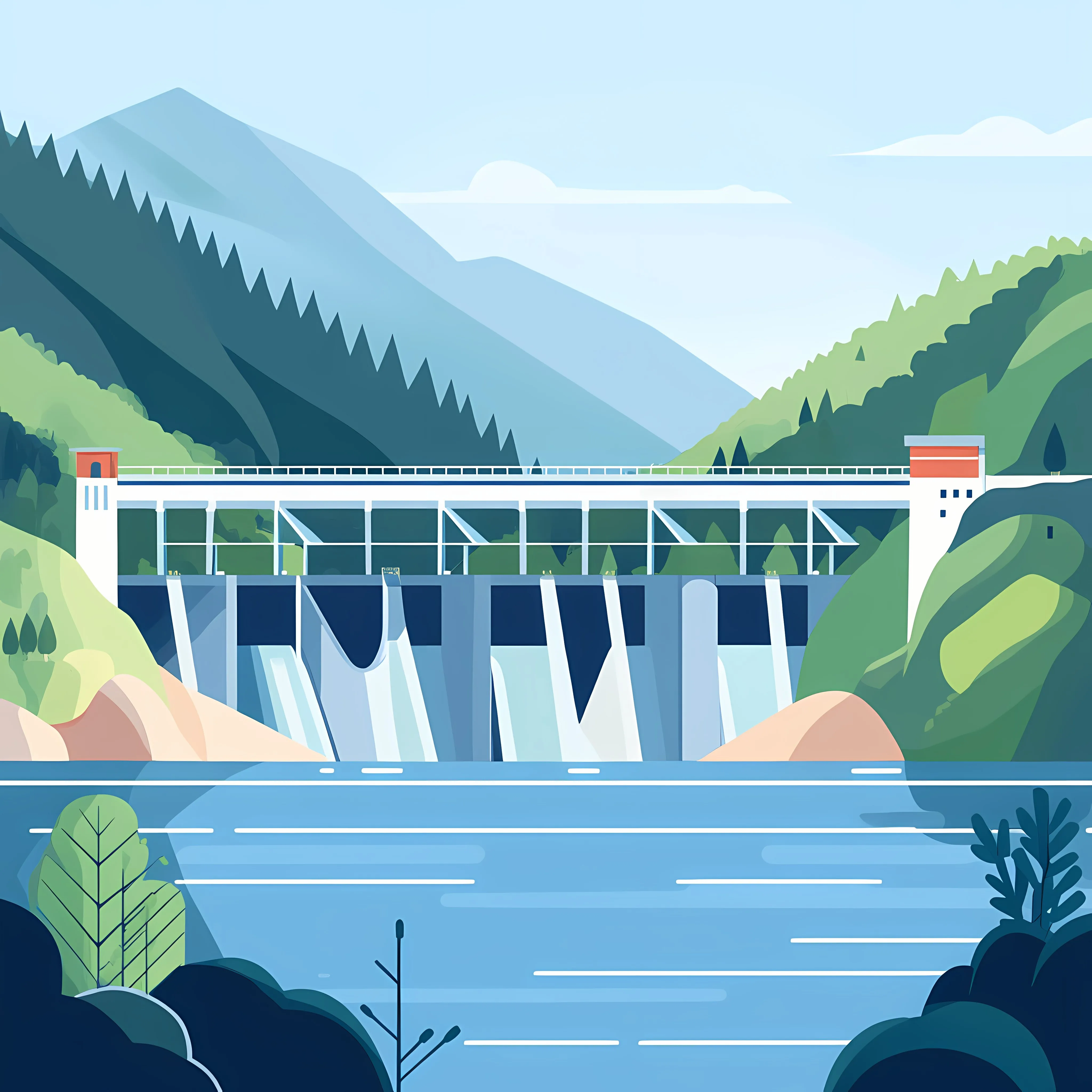 Central Hydro Renewable Energy Vector Illustration — free download from Dotvec