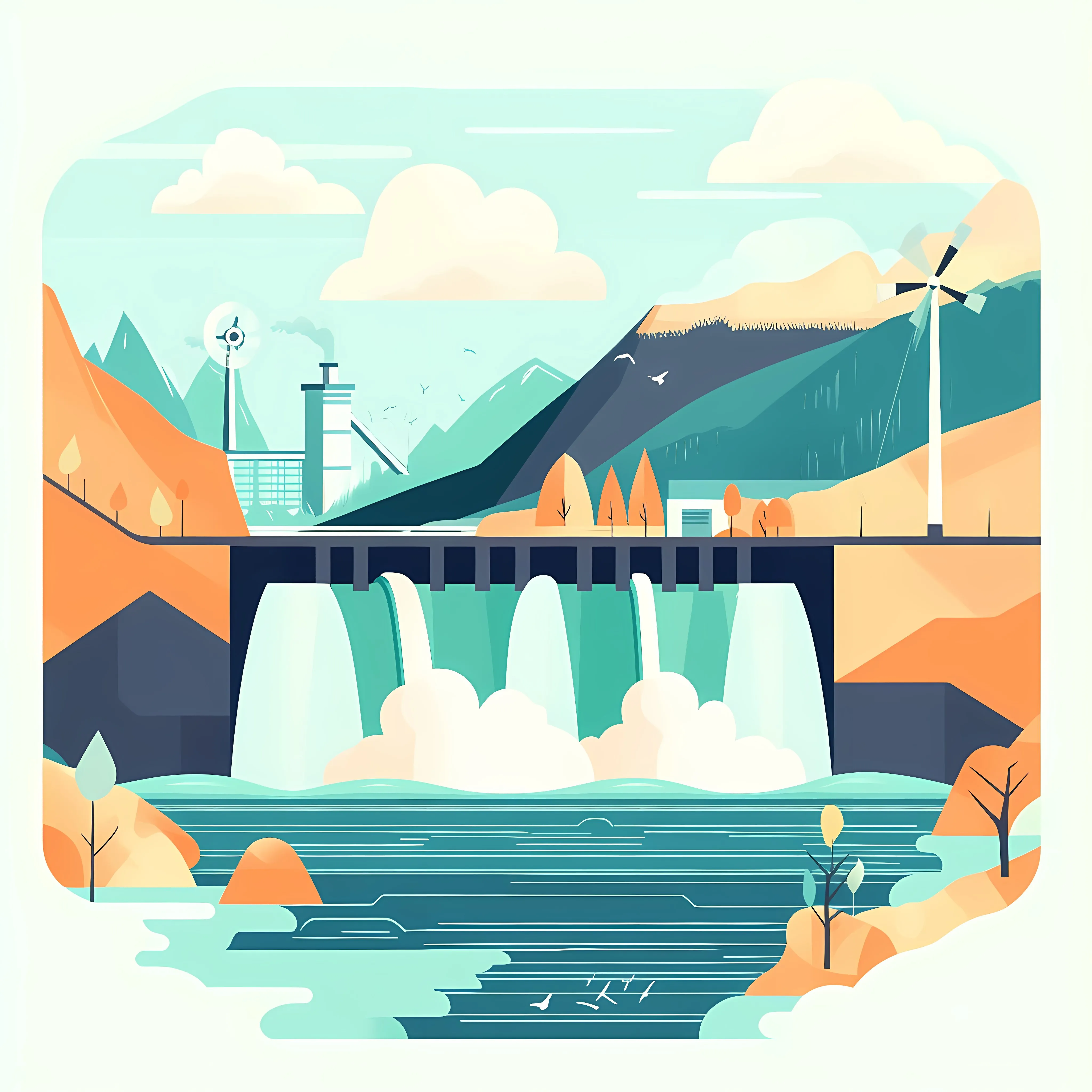 Central Hydro Renewable Energy Vector Illustration — free download from Dotvec