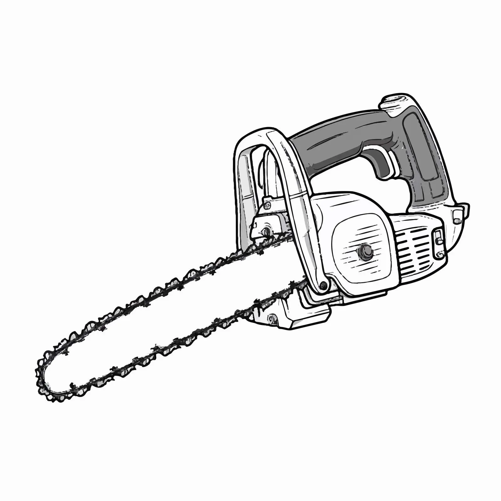 Chain Saw Outline Vector Illustration on White Background – free construction tools image from Dotvec