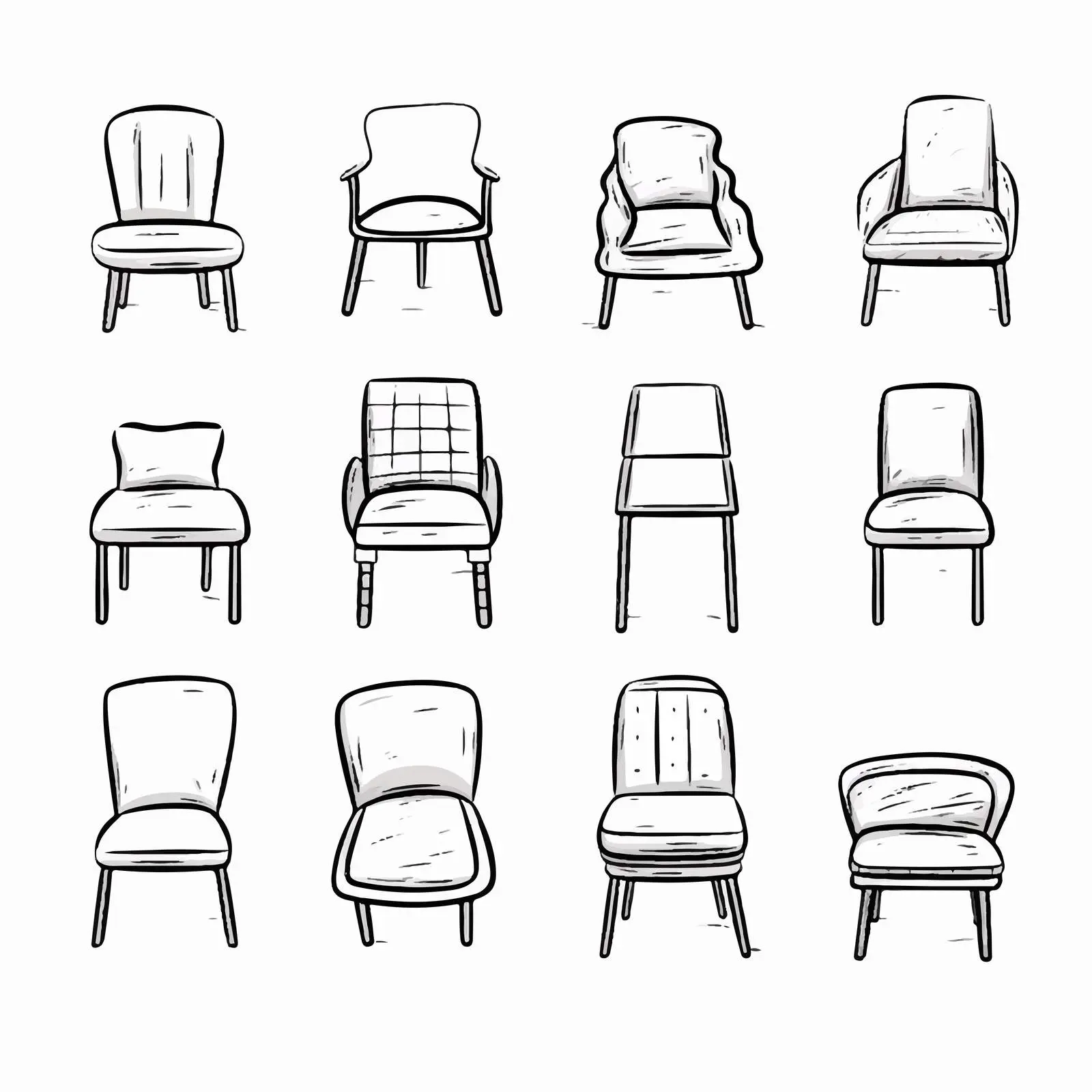 Modern Chair Line Vector Illustration on White Background — free download from Dotvec