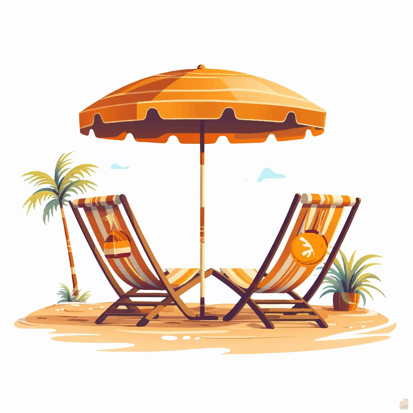 Luxury Beach Resort Lounge Chairs and Umbrellas — free download from Dotvec