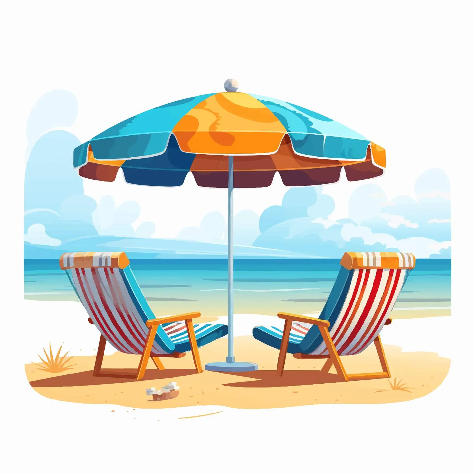 Luxury Beach Resort with Chaise Lounges and Umbrellas — free download from Dotvec