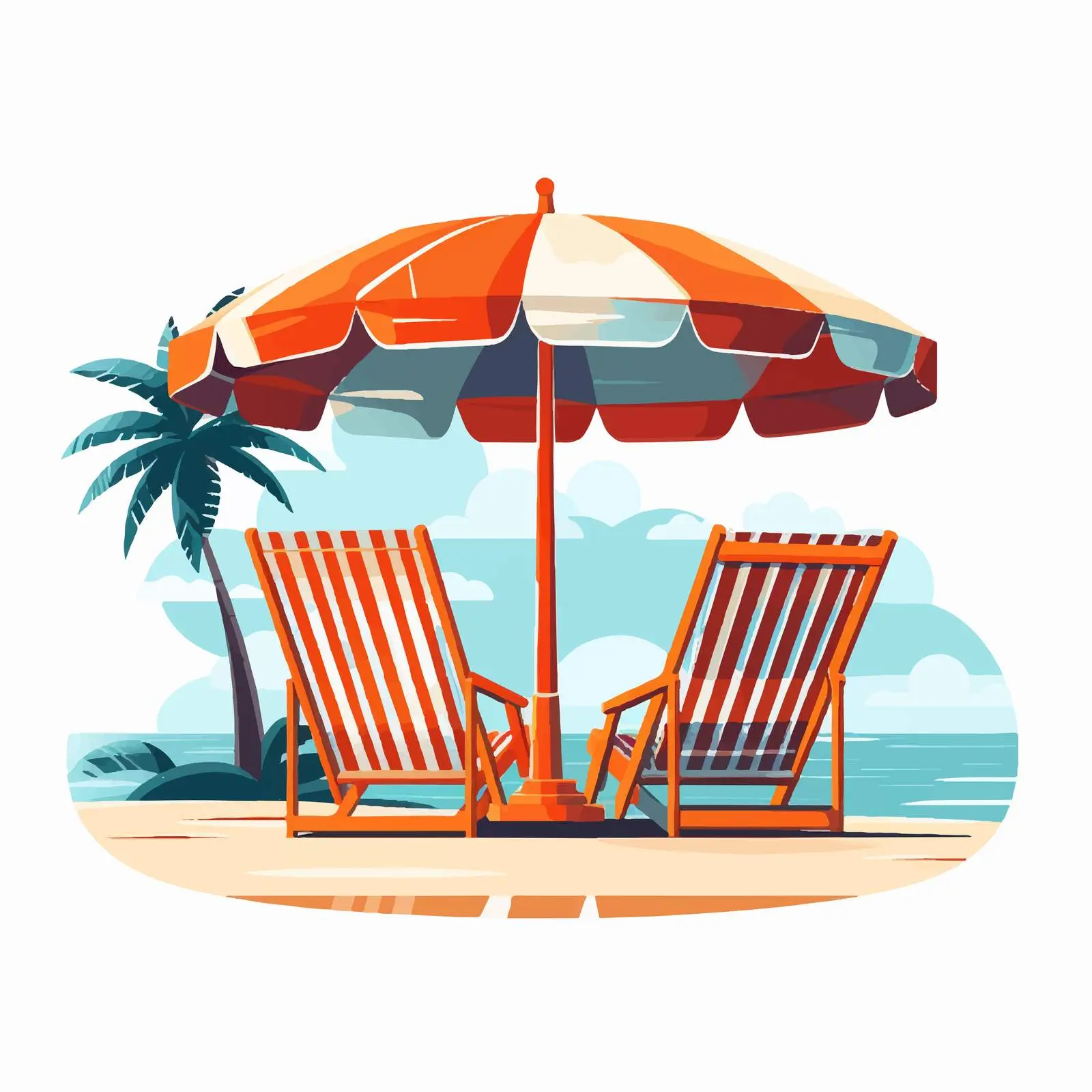 Luxury Beach Resort Loungers and Umbrellas — free download from Dotvec