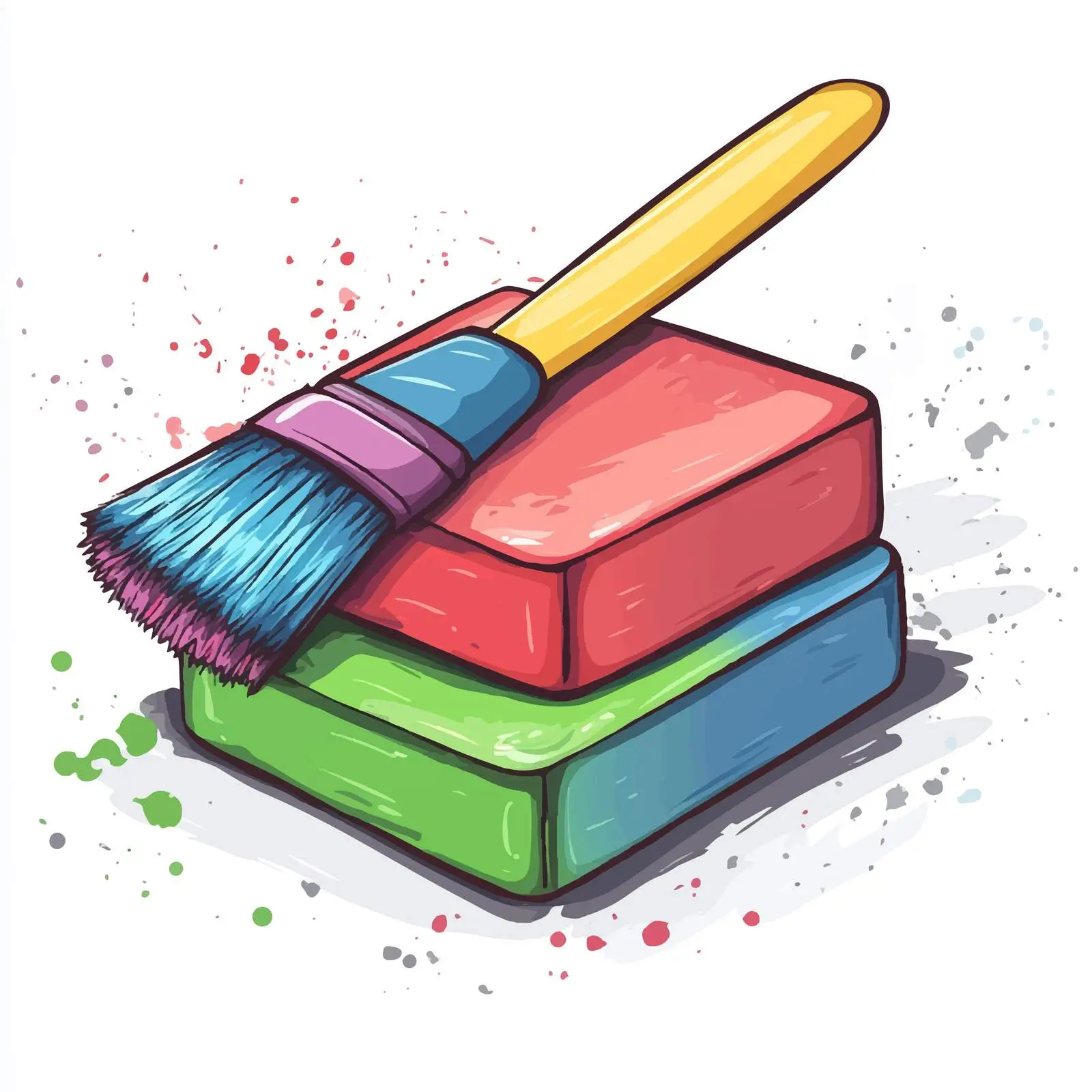 Cartoon Chalks with Cleaning Brush — free download from Dotvec