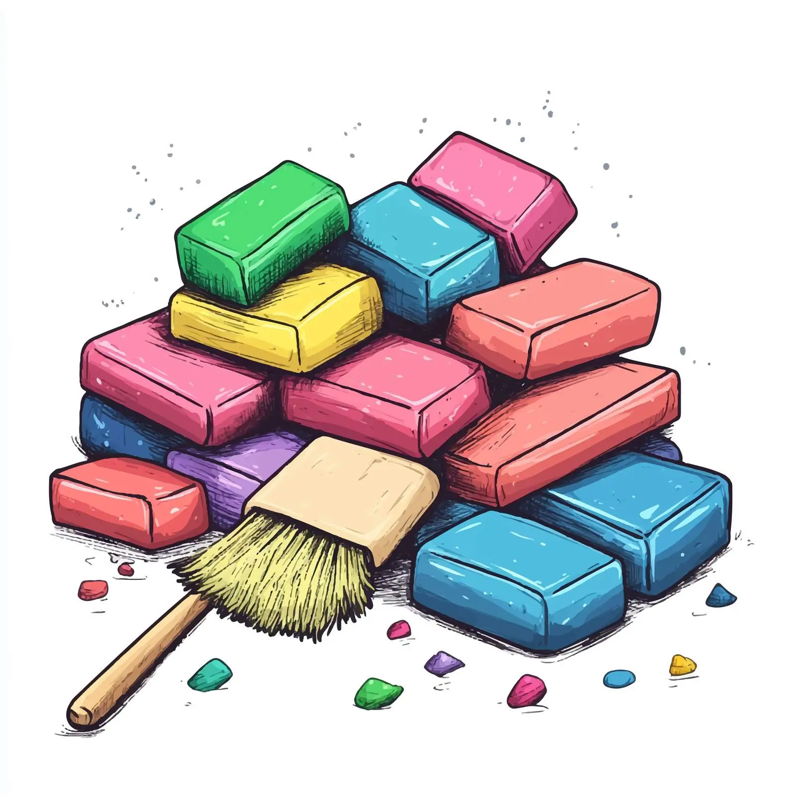 Chalks and Cleaning Brush Illustration — free download from Dotvec