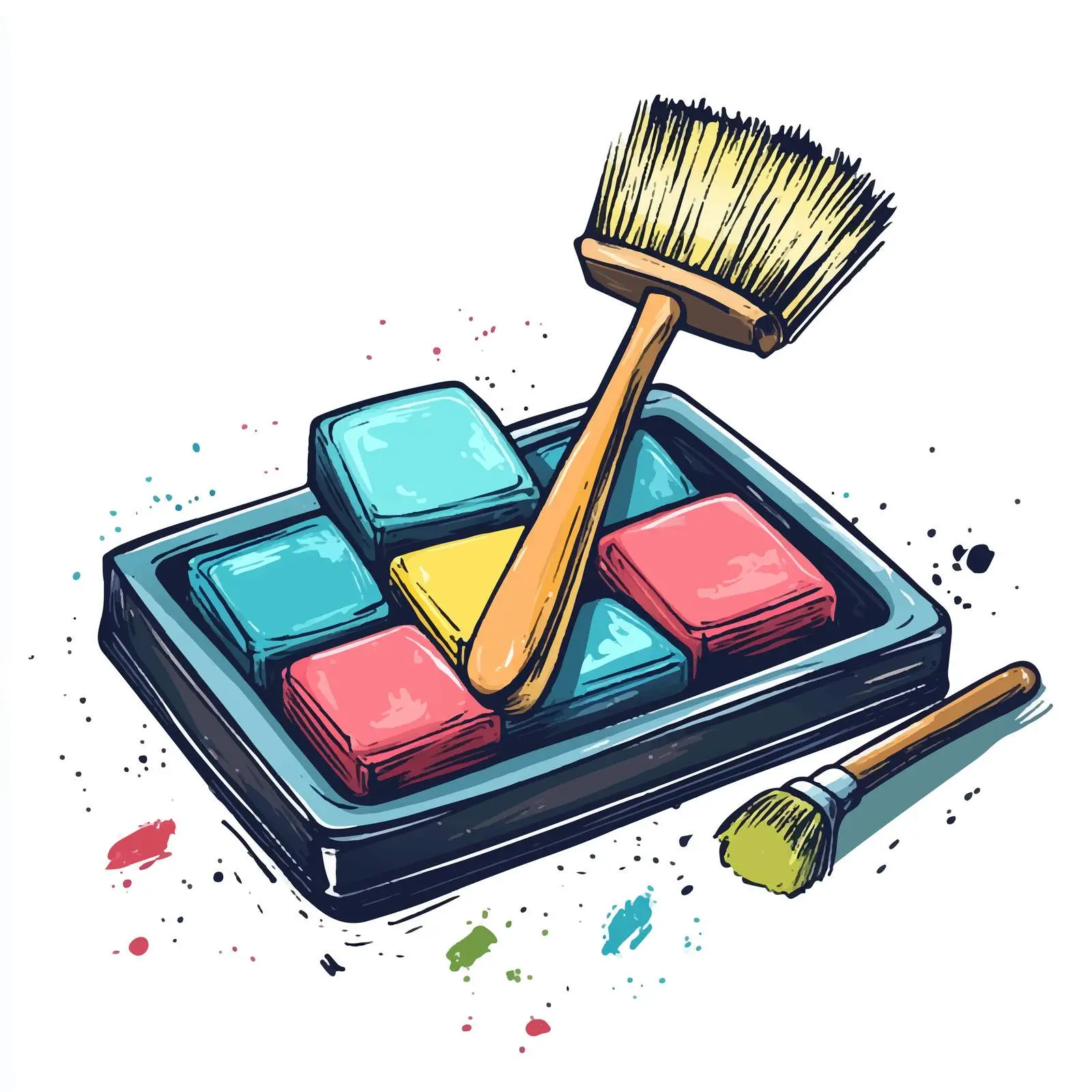 Cartoon Chalks and Cleaning Brush Vector — free download from Dotvec