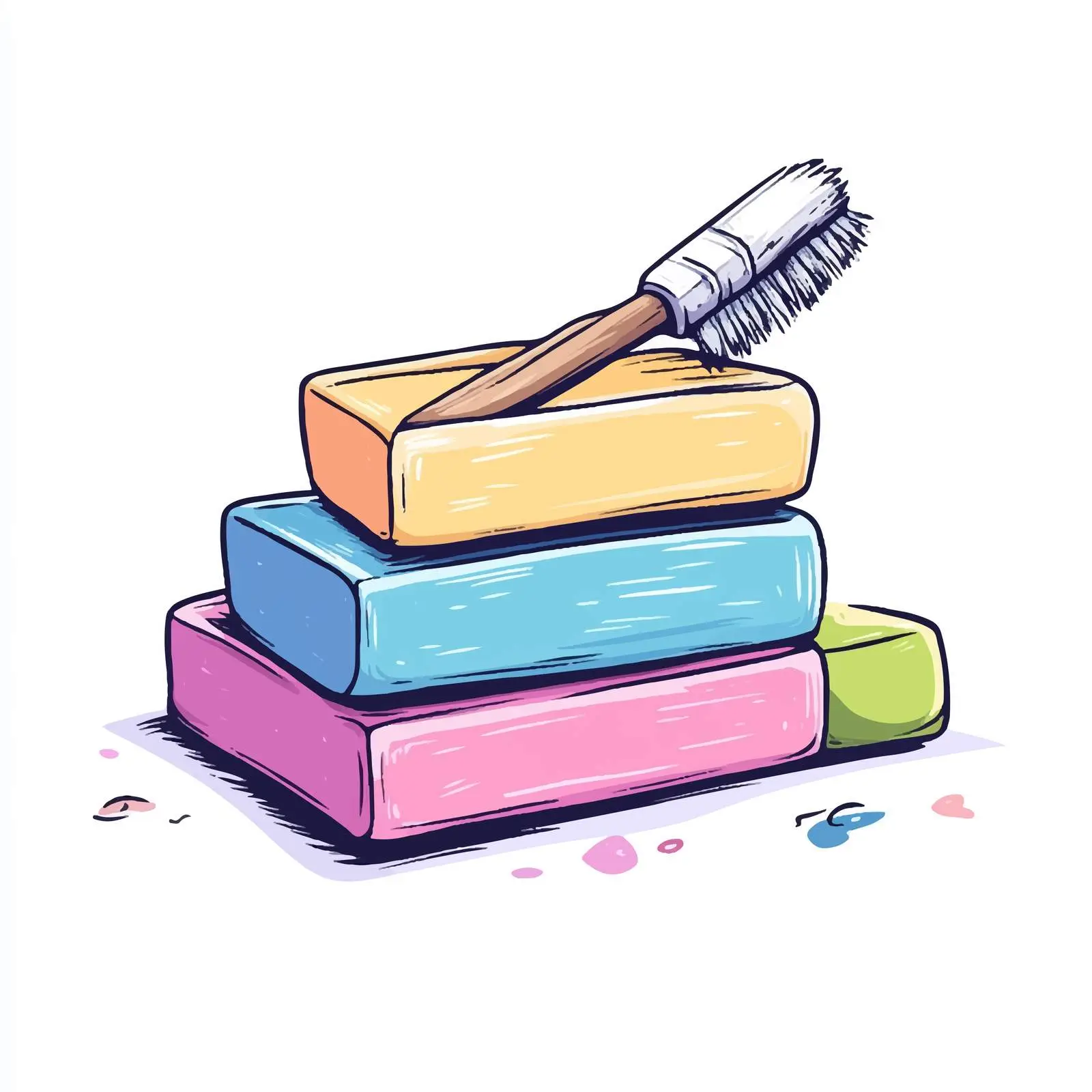 Cartoon Chalks and Cleaning Brush Vector — free download from Dotvec