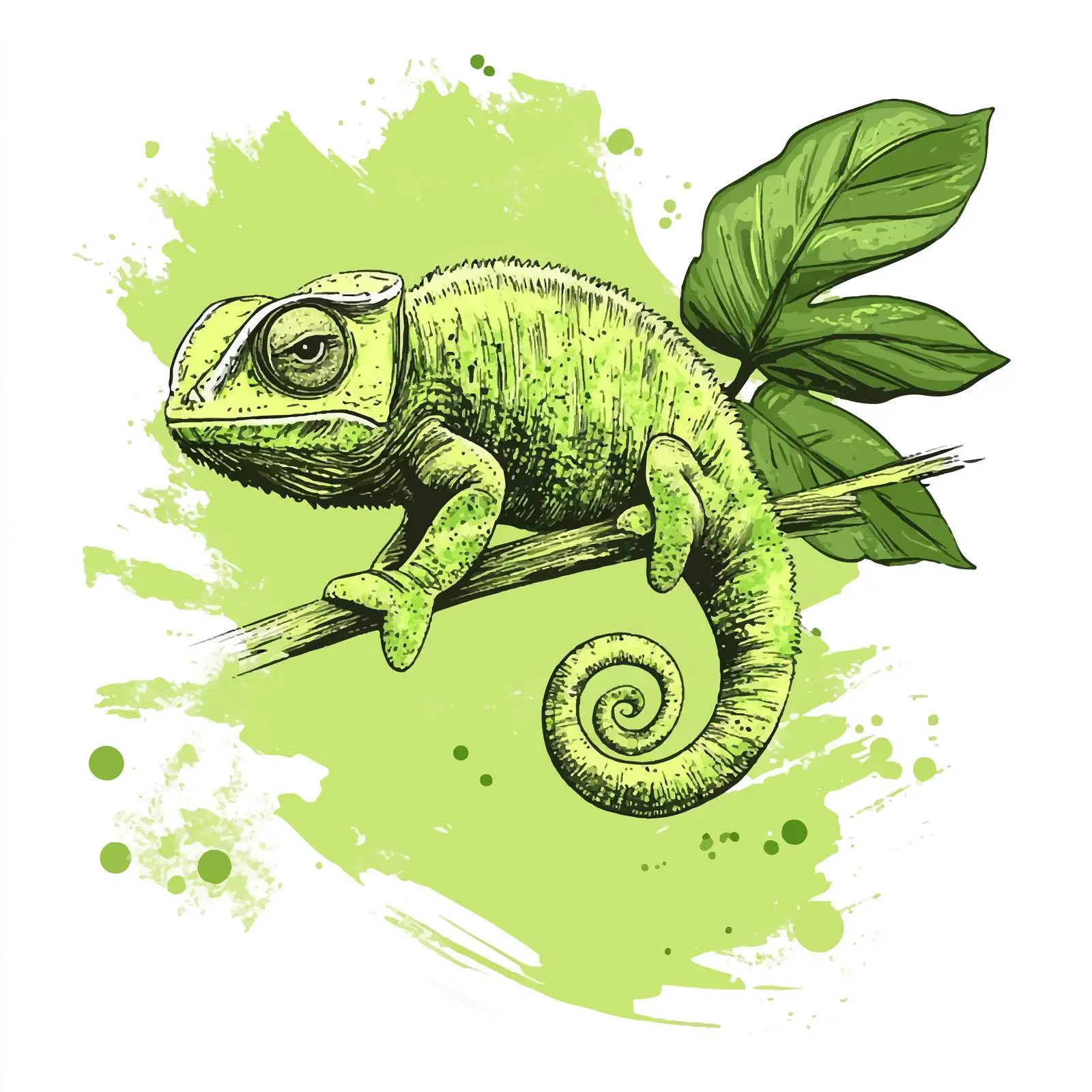 Hand Drawn Chameleon Sketch — free download from Dotvec