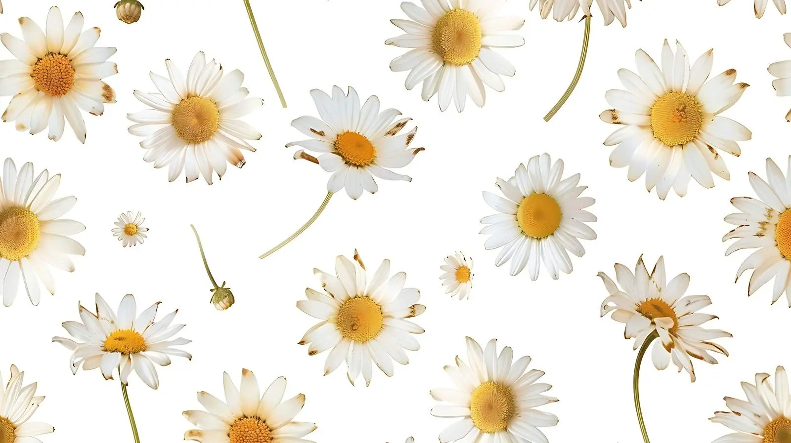 Chamomile Daisy Flower Pattern on White Background — free download from Dotvec