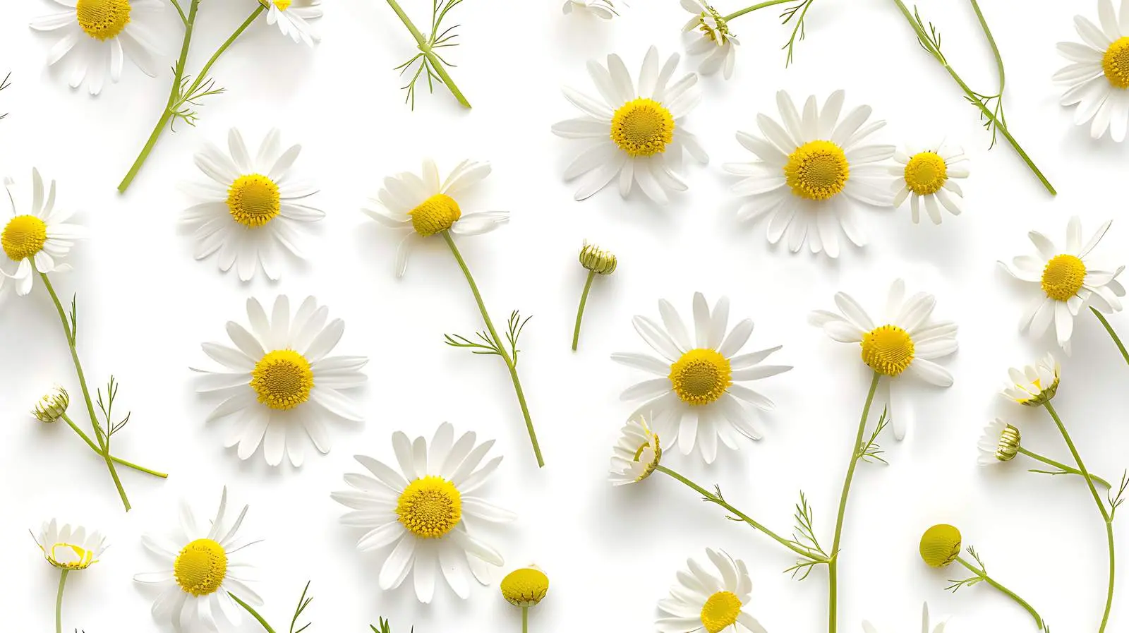 Chamomile Daisy Flower Pattern on White Background – free paint image from Dotvec