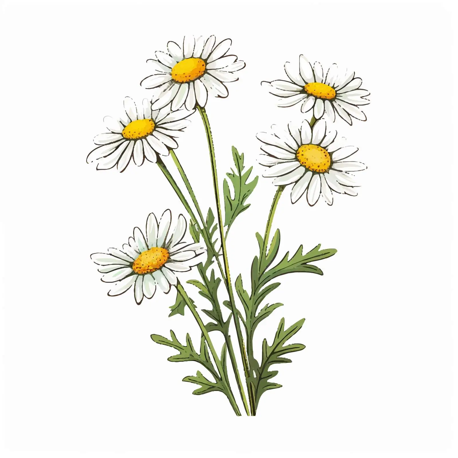 Hand Drawn Chamomile Flowers and Leaves Vectors — free download from Dotvec