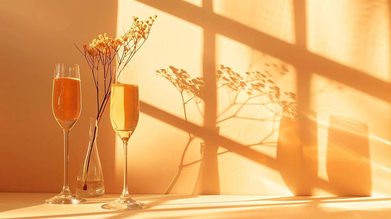 Champaign Glass and Vase on Warm Background – free dinner image from Dotvec