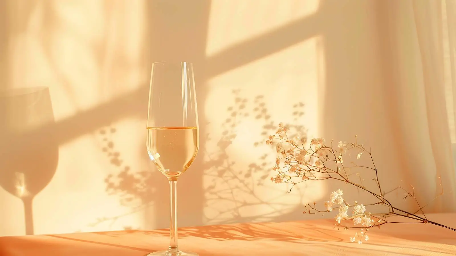 Champaign Glass and Vase on Warm Background — free download from Dotvec