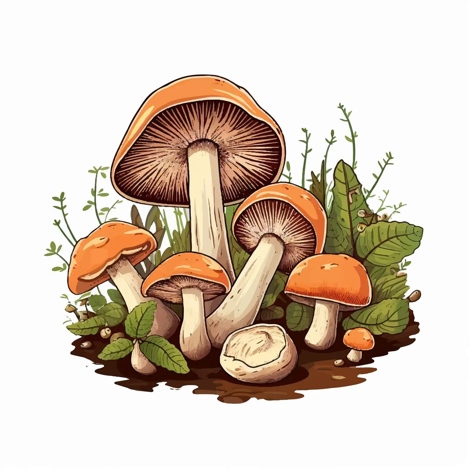 Champignon Mushroom Composition with Whole and Cut Pieces — free download from Dotvec