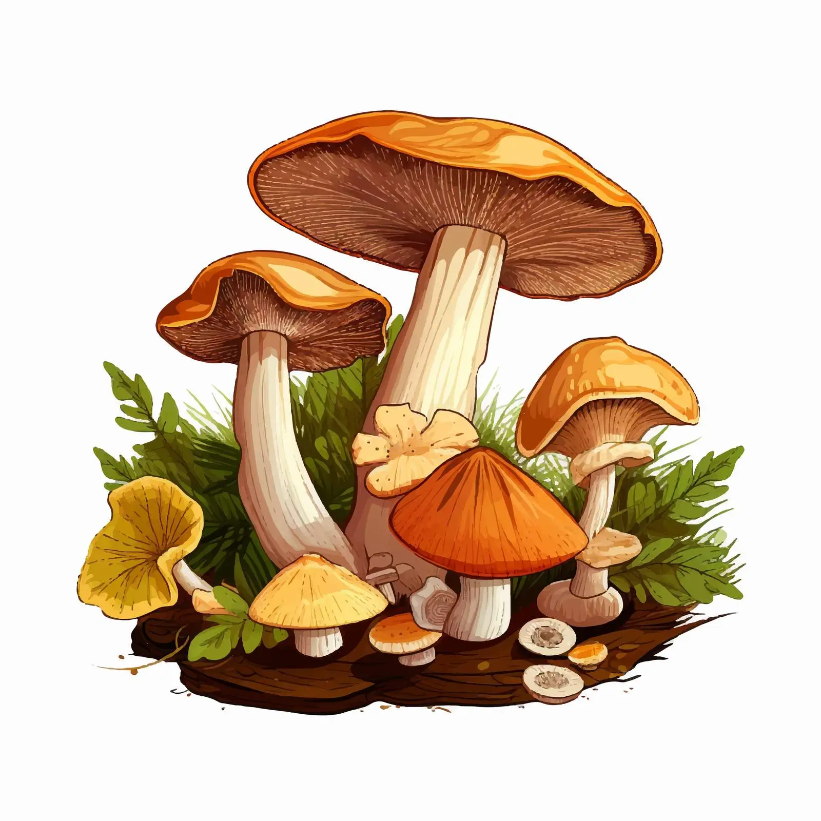 Champignon Mushroom Composition with Whole and Cut Pieces – free culinary preparation image from Dotvec