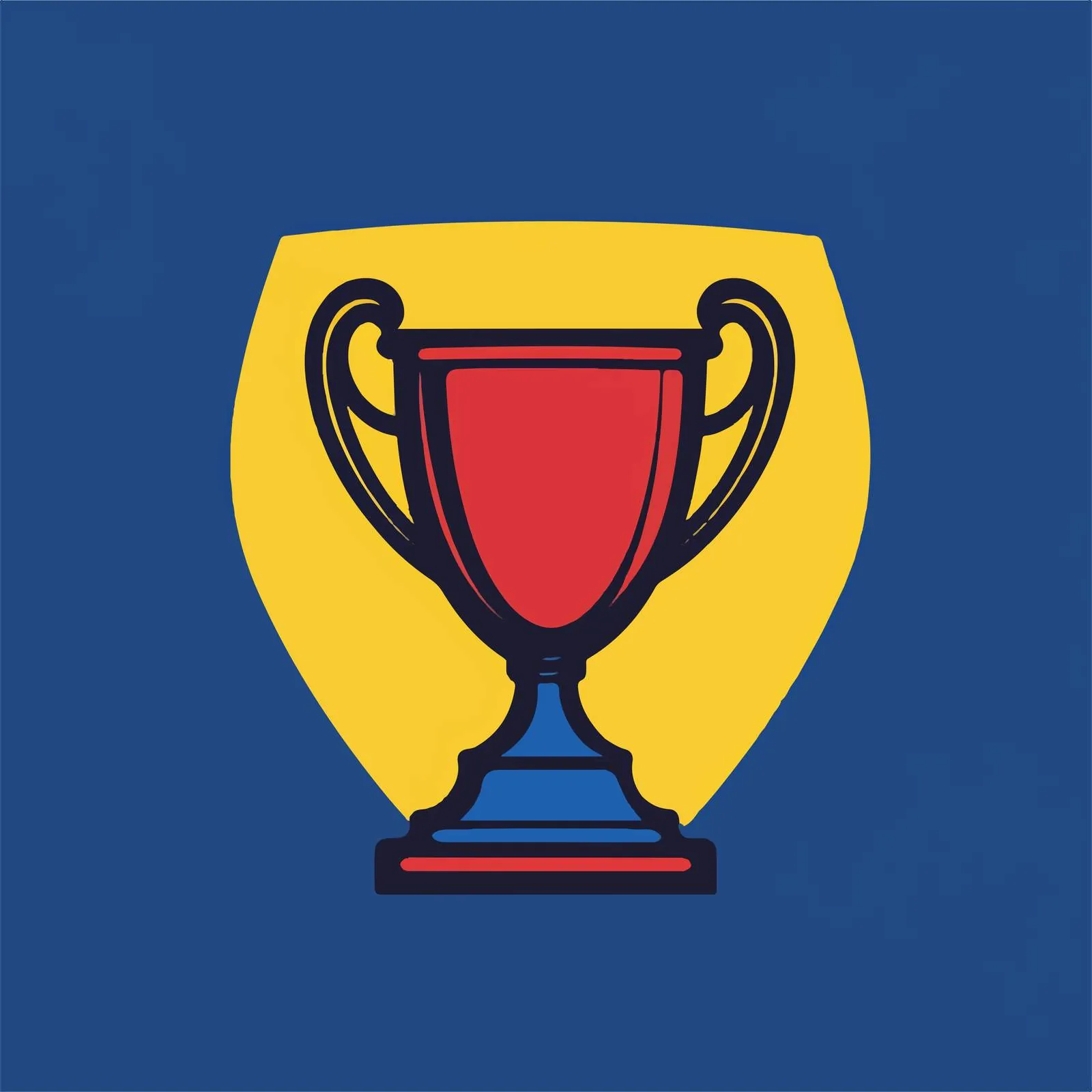 Champion Cup Icon Vector on Blue Red Yellow – free victor image from Dotvec