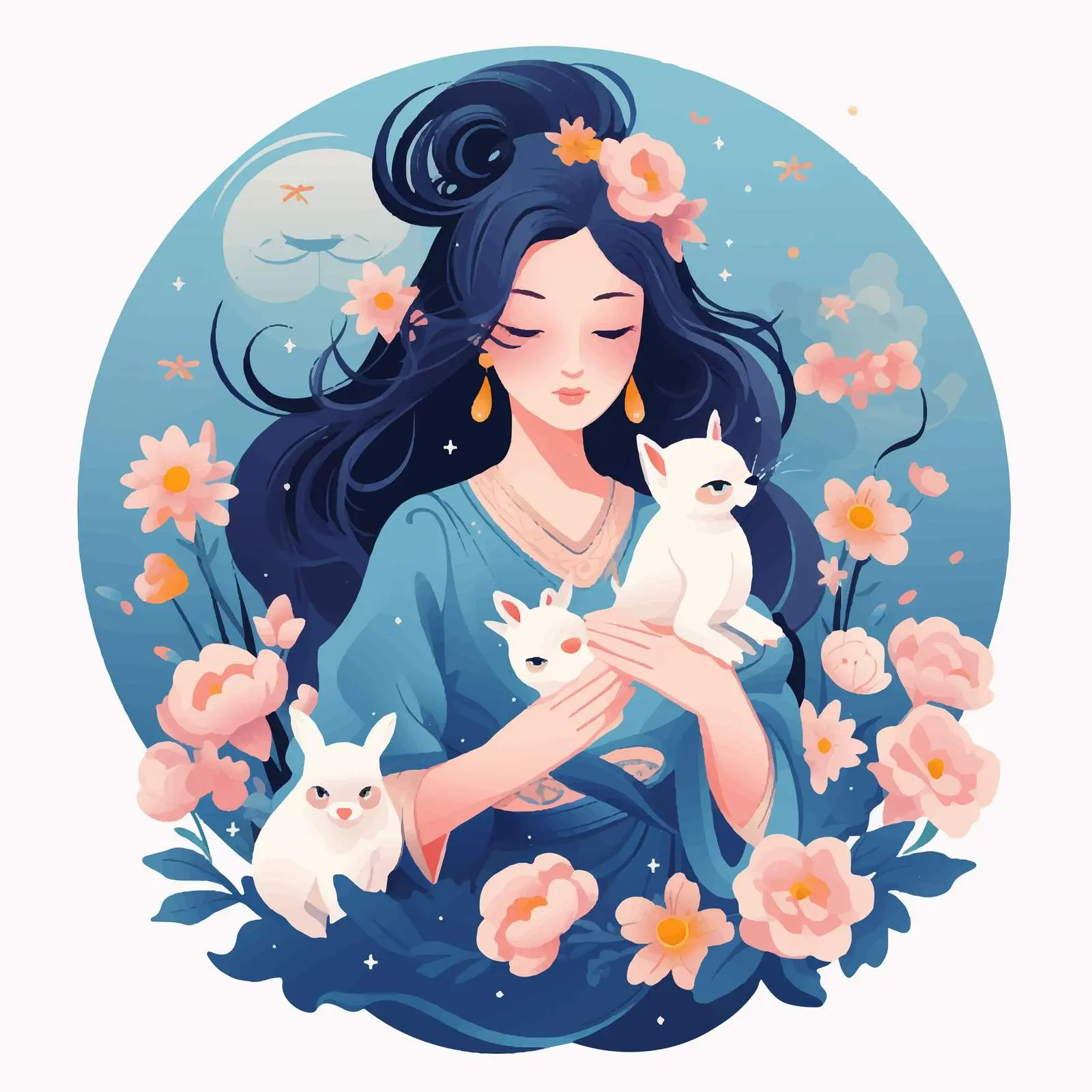 Asian Moon Goddess for Mid-Autumn Festival — free download from Dotvec