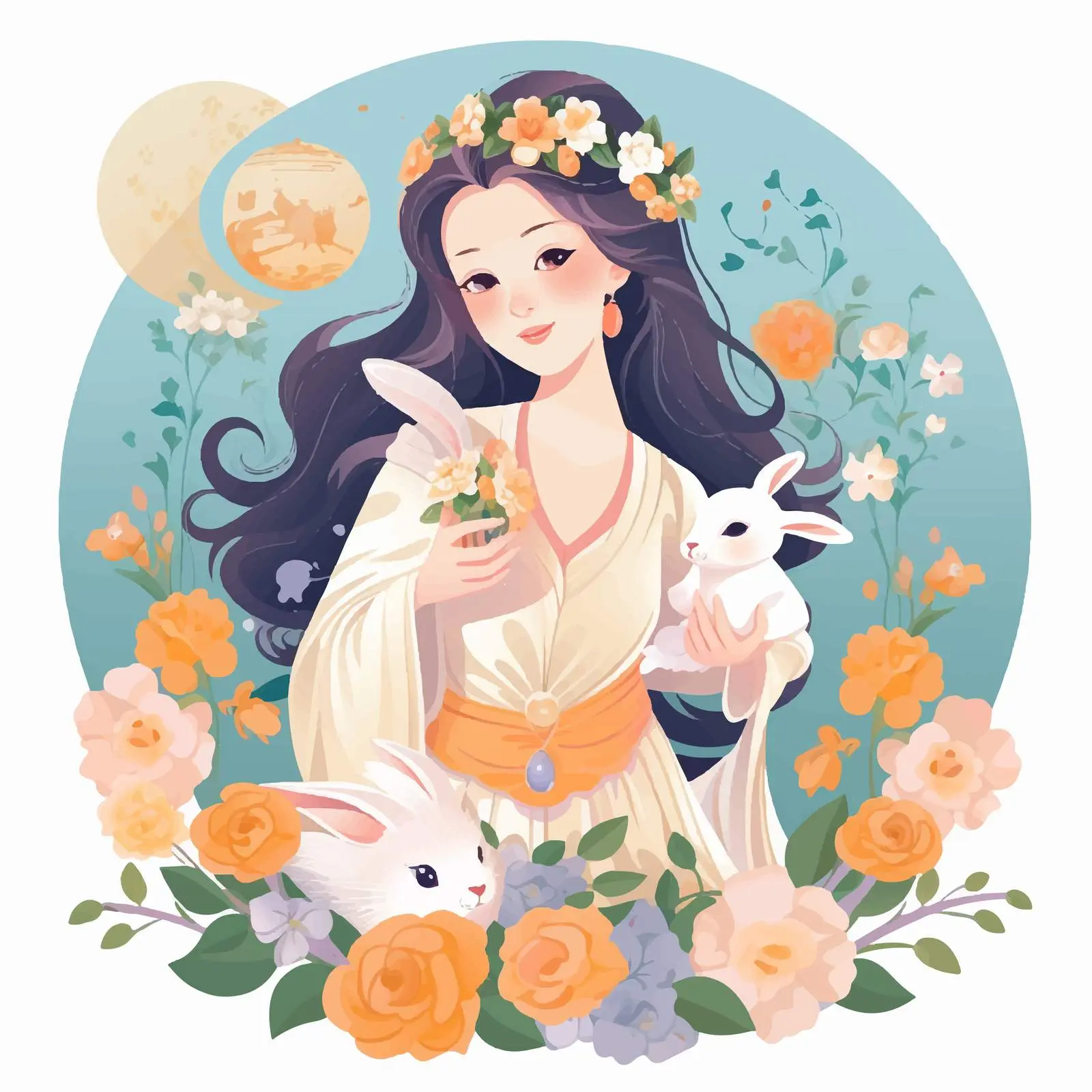 Asian Moon Goddess of Mid-Autumn Festival — free download from Dotvec