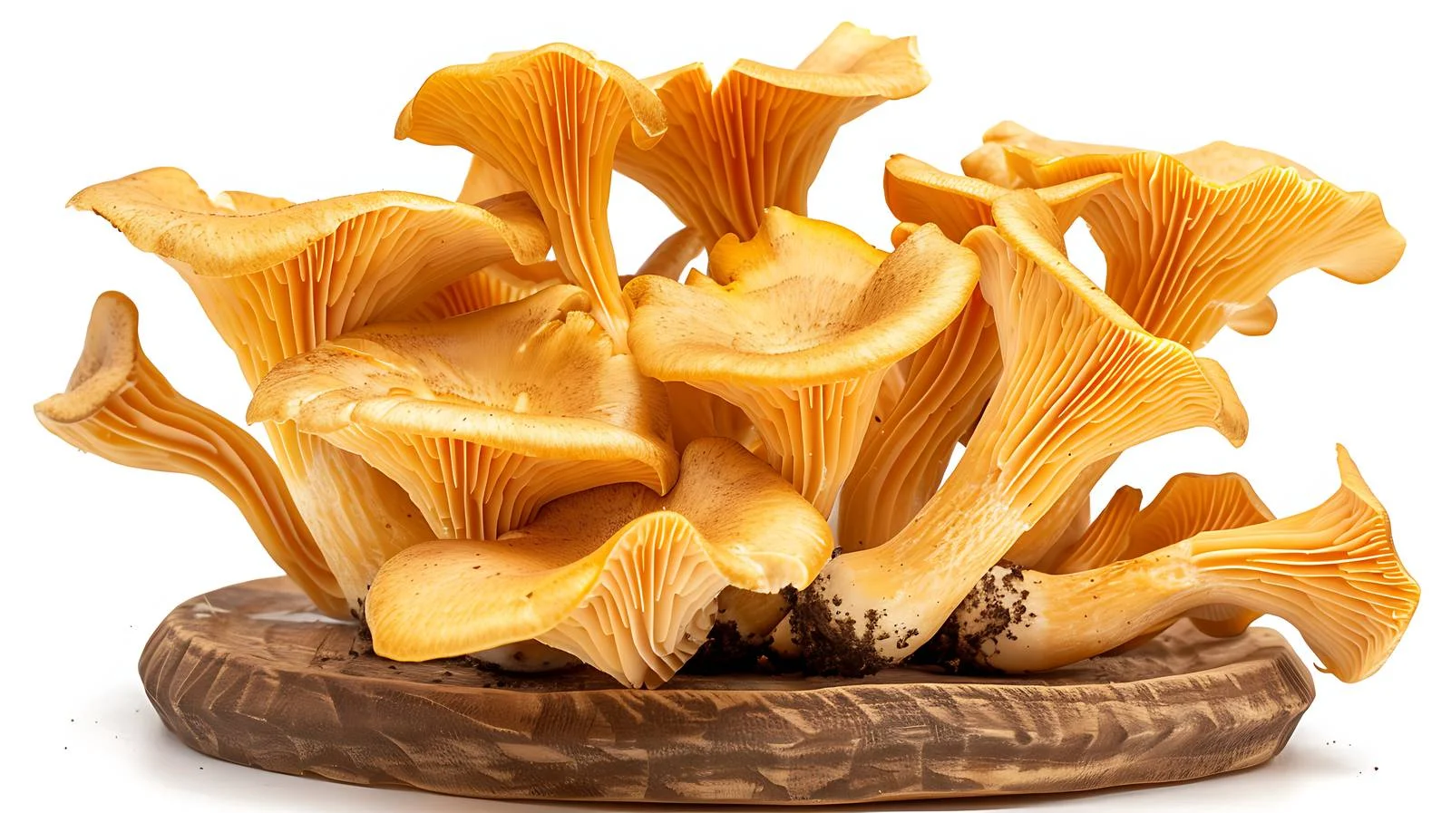 Exquisite Chanterelle Mushrooms on Wooden Surface — free download from Dotvec