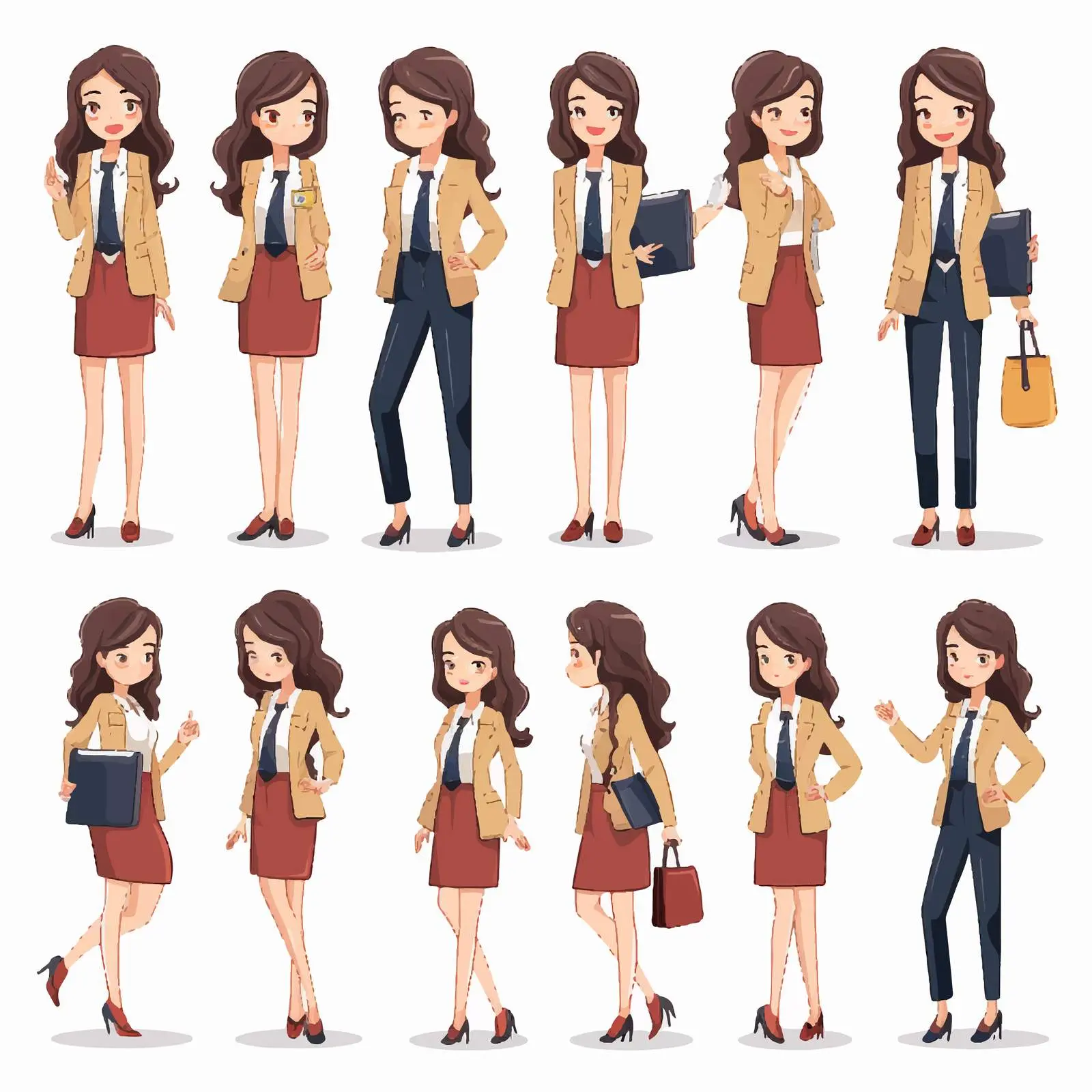Full Length Cartoon Office Staff Character Animation — free download from Dotvec