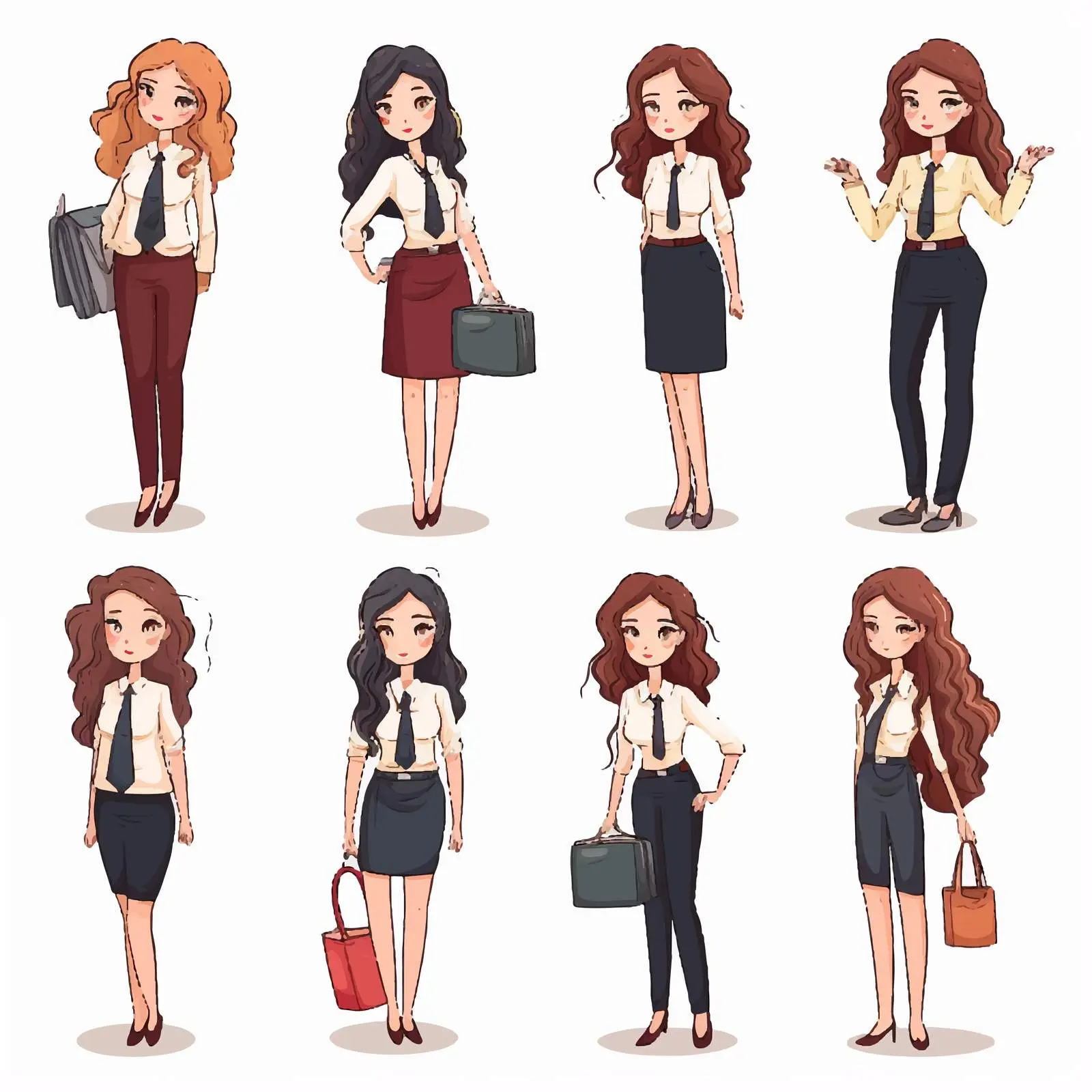 Cartoon Office Staff Girl Character Animation Set — free download from Dotvec