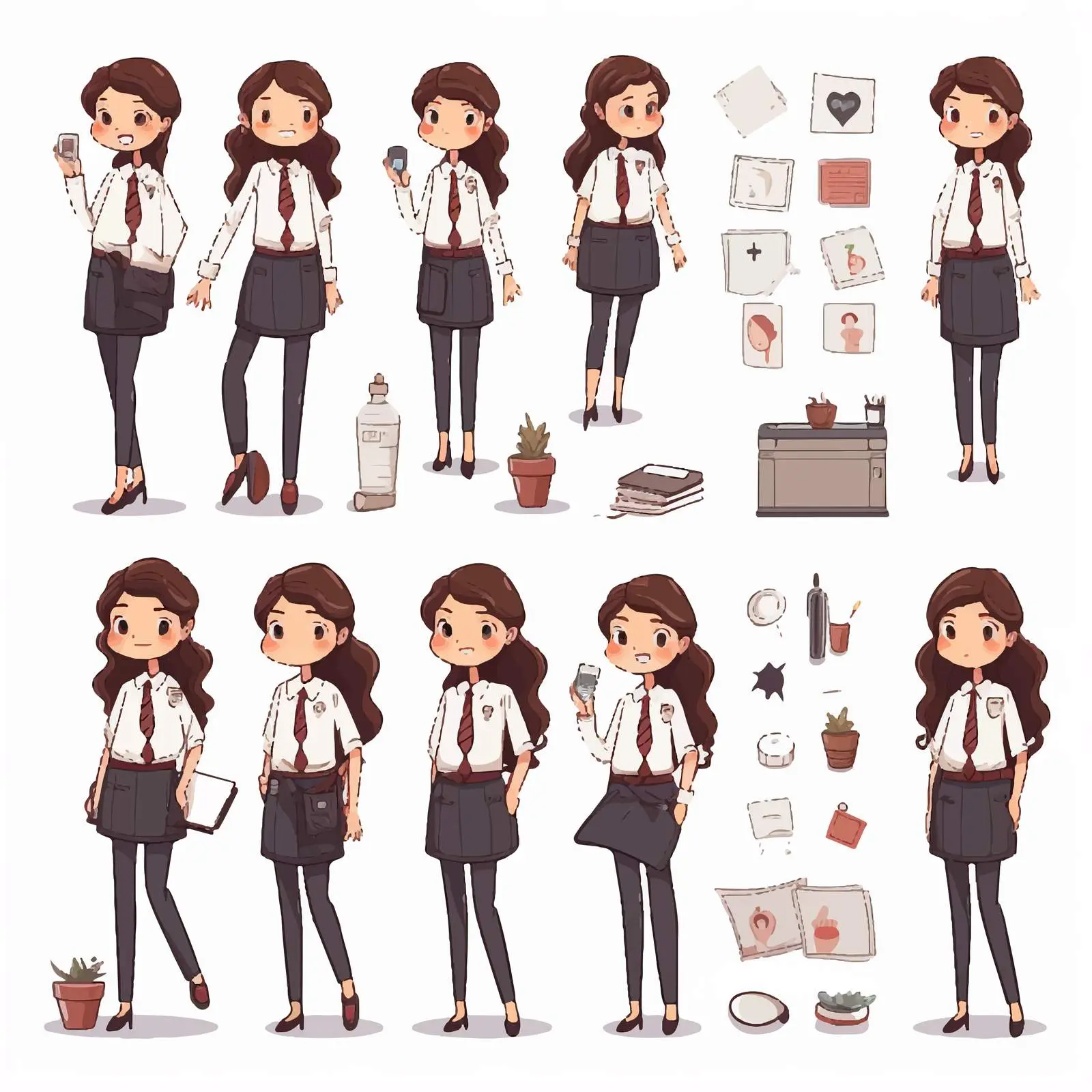 Full Length Cartoon Girl Office Staff Animation – free work culture image from Dotvec