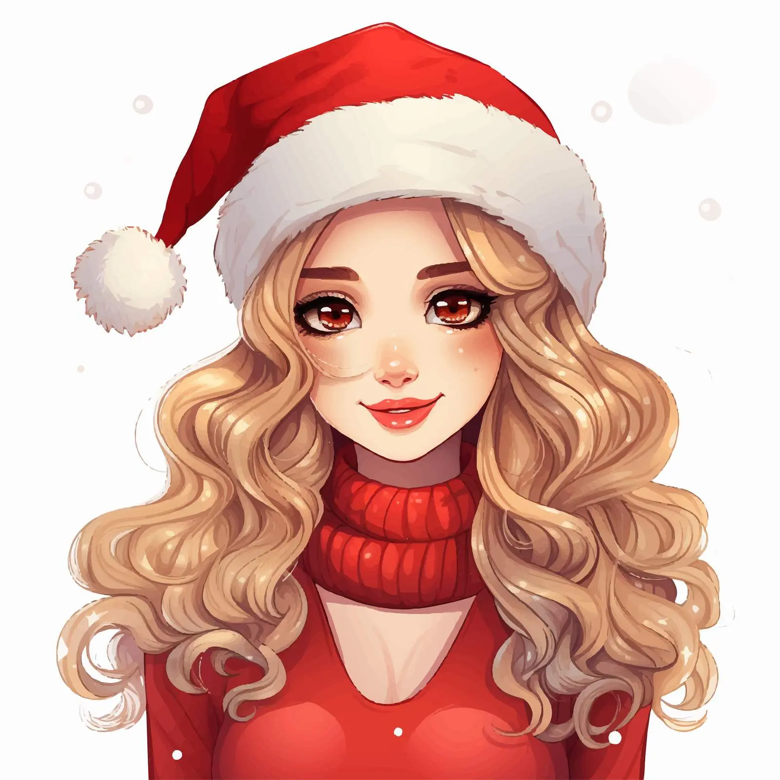 Beautiful Girl in Santa Hat - Merry Christmas Design — free download from Dotvec